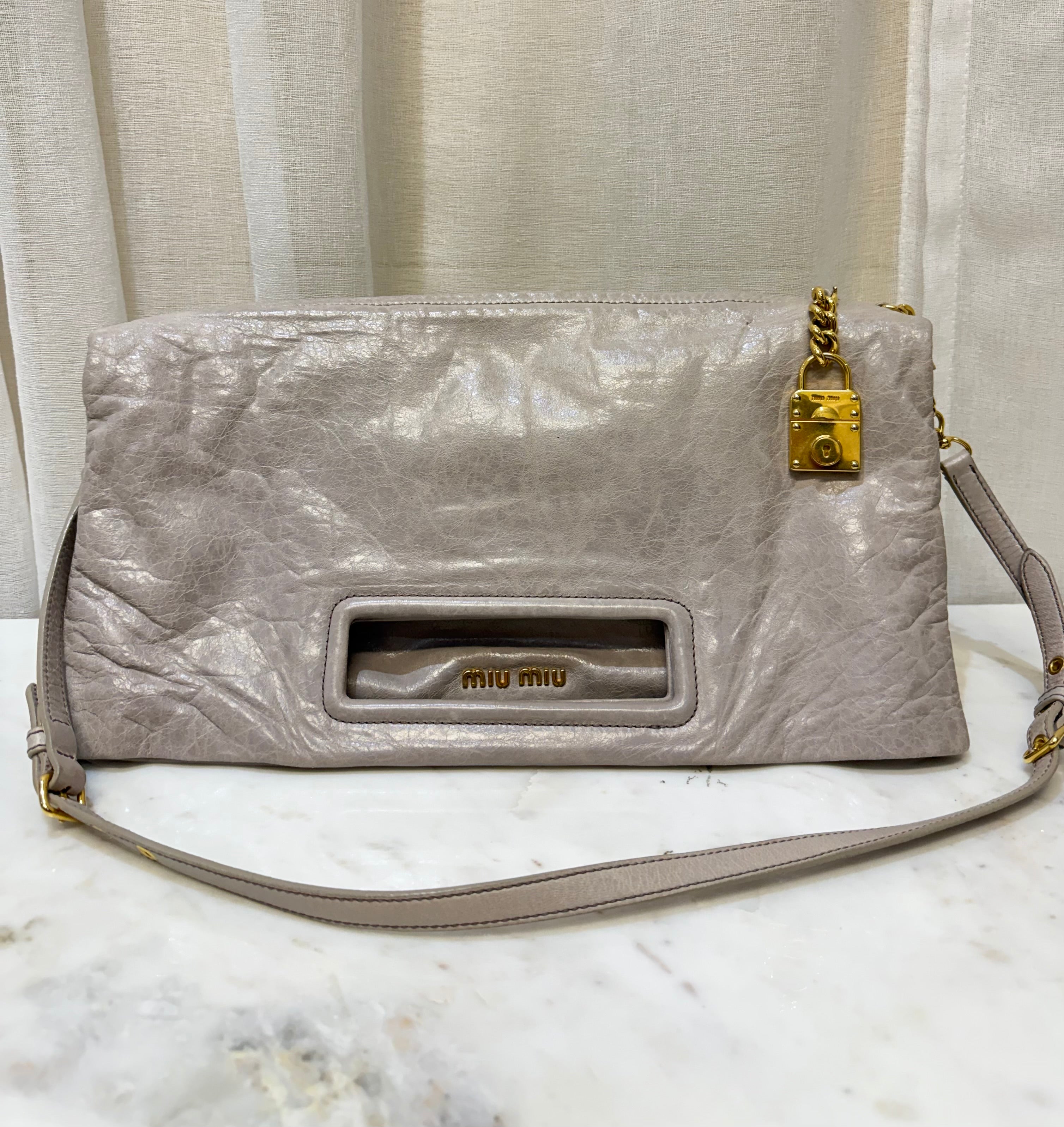Miu Miu Beige Leather Shoulder Bag WB
