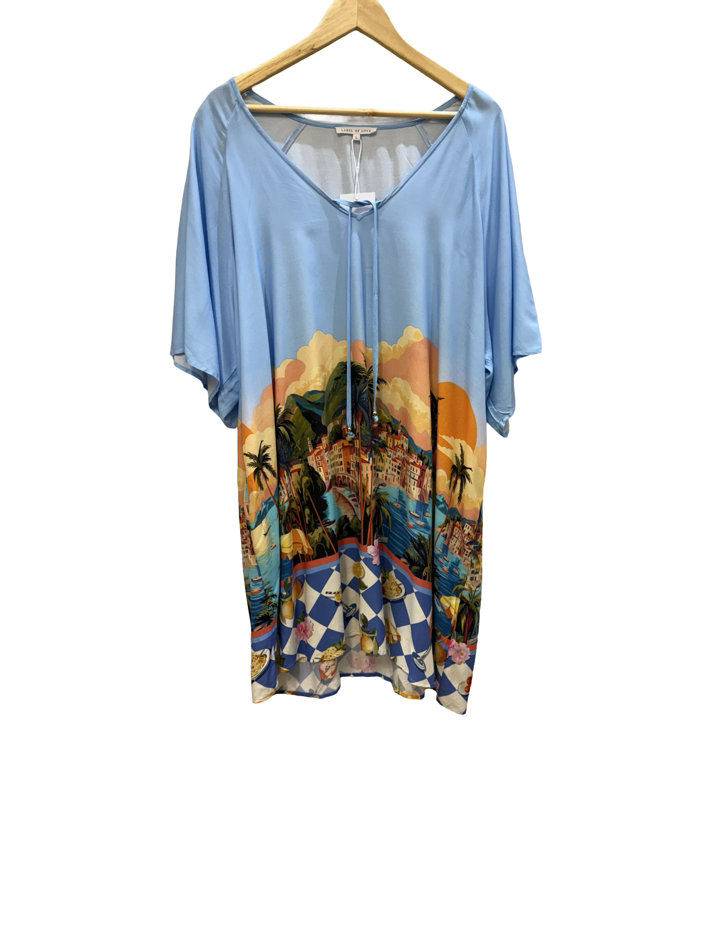 Label of Love Blue with Print Dress L