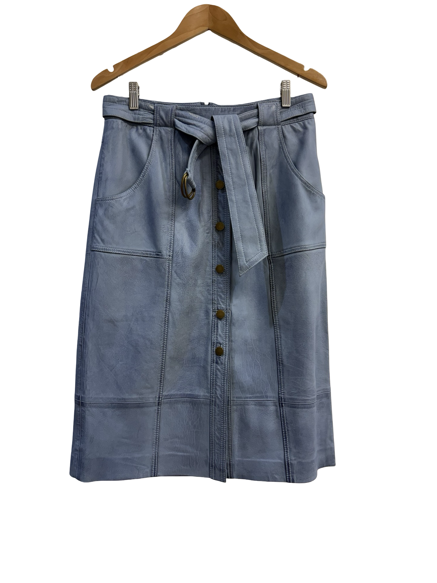 OnceWas Blue Leather Skirt 2