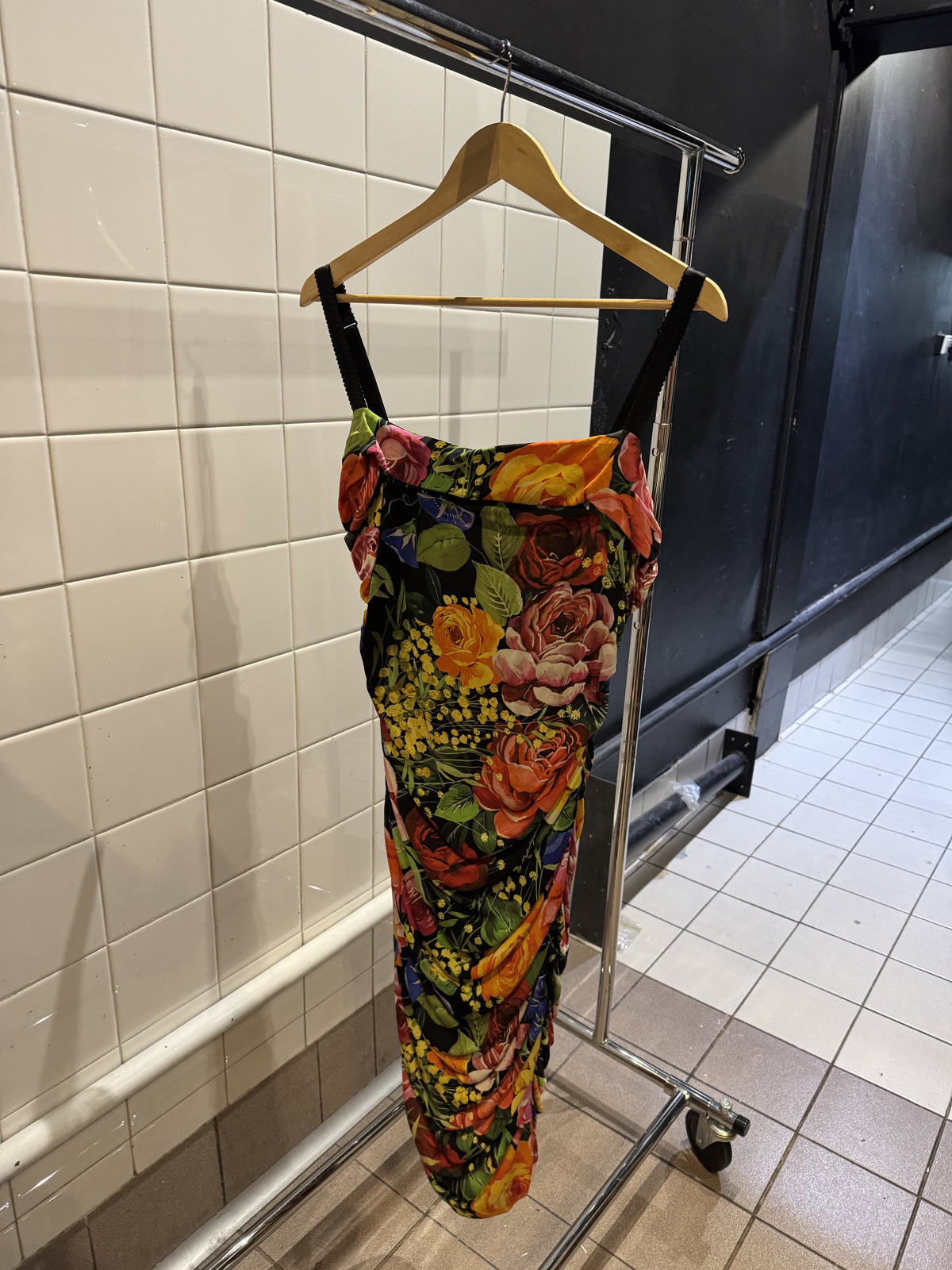 Dolce & Gabbana Black Floral Bodycon Dress XL