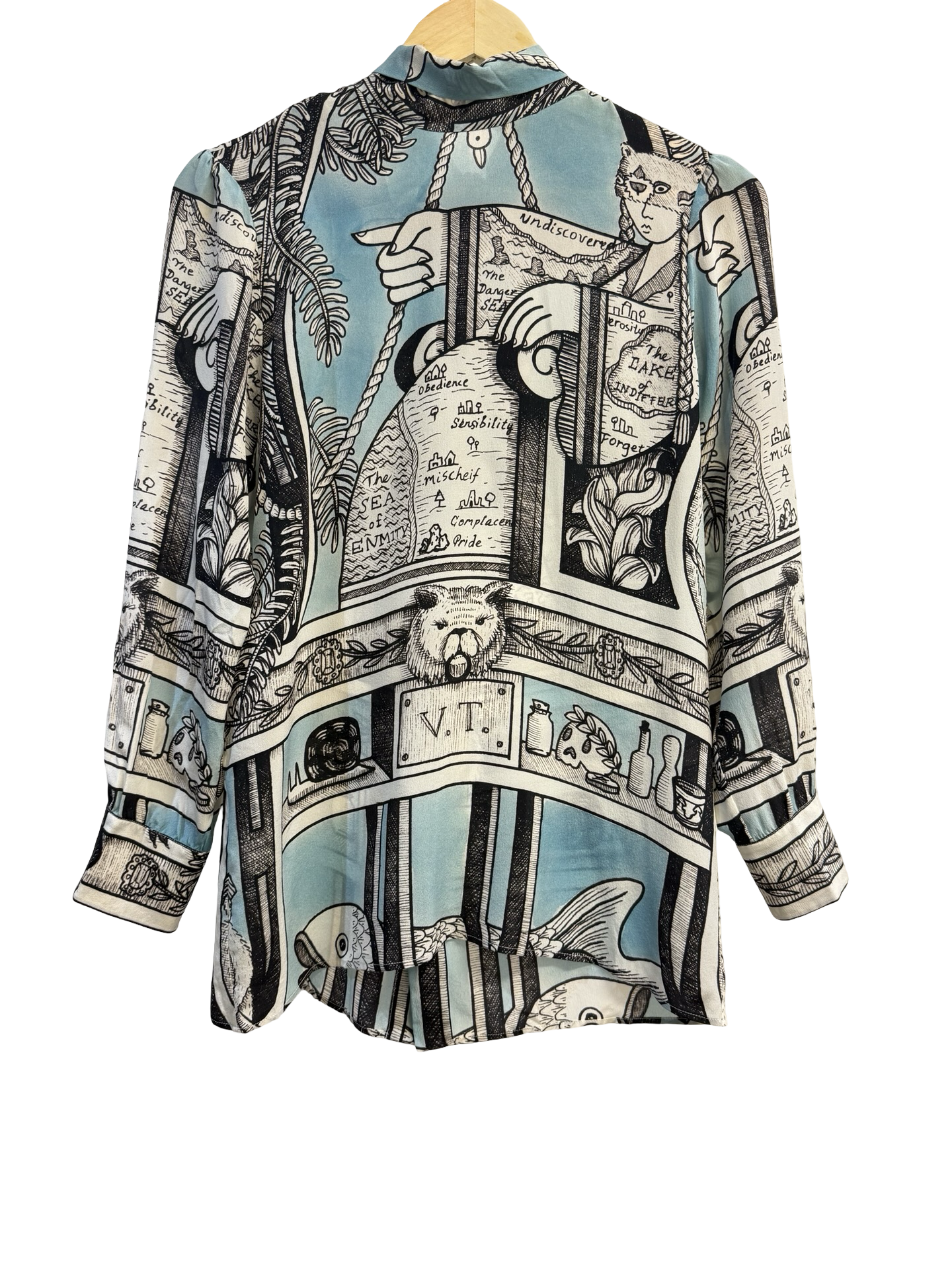 Gucci Blue/Black/Cream Silk Blouse 40