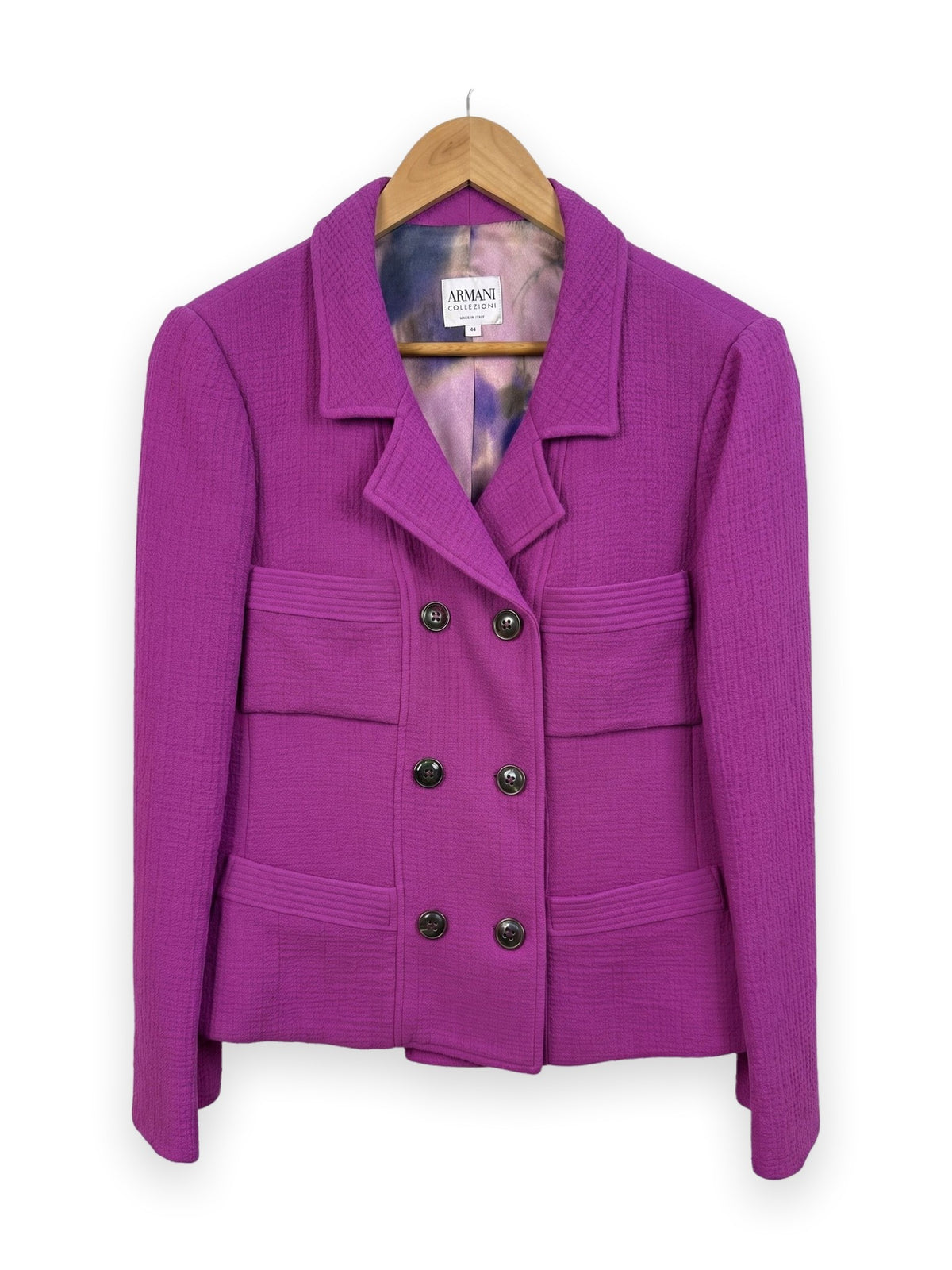 Armani Collezioni Purple Wool Double Breasted Blazer 44