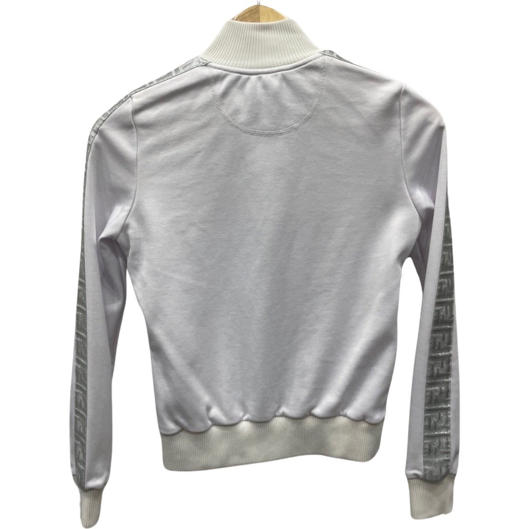 Fendi White & Silver Zip Up Jacket 38