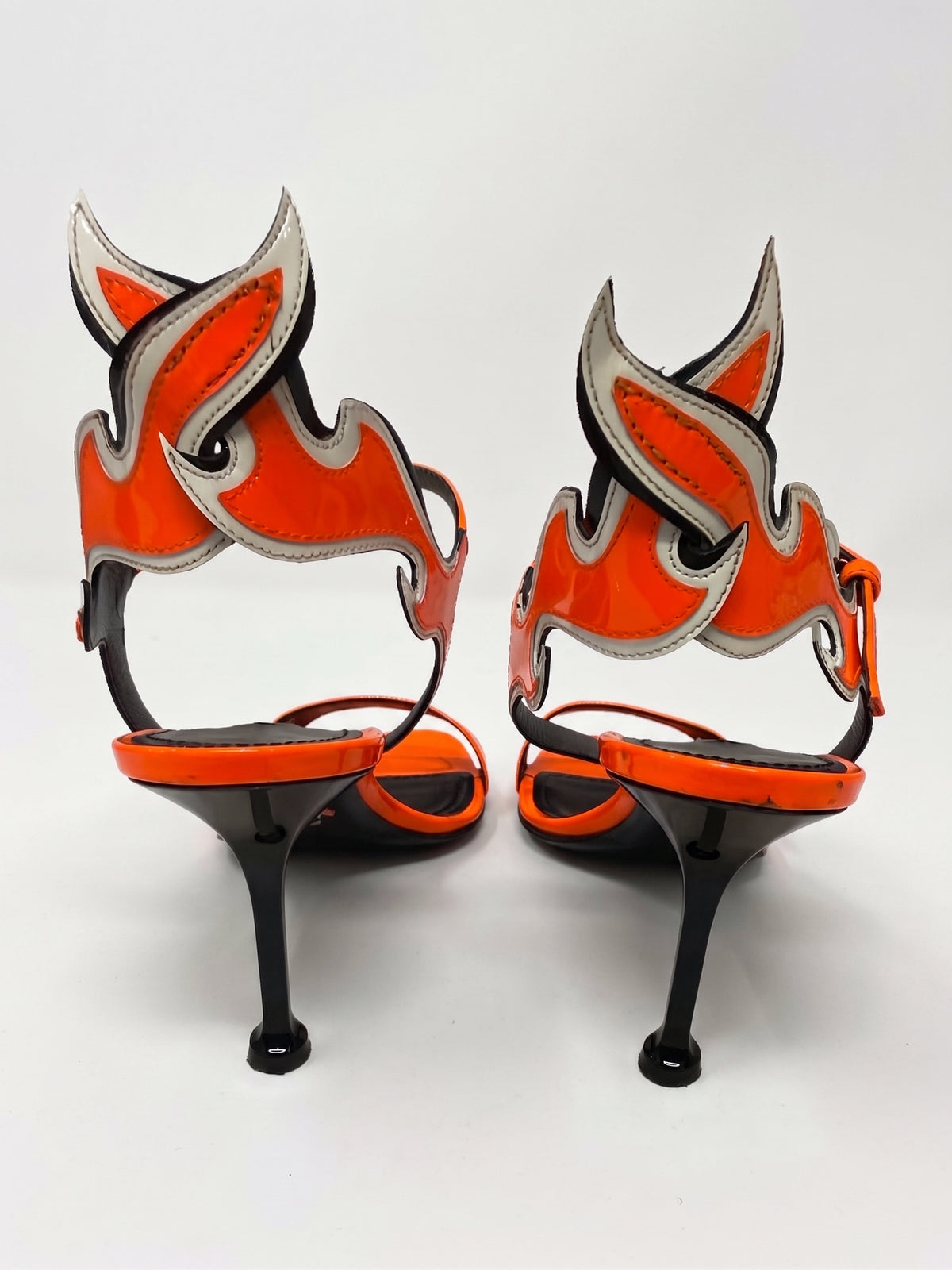 Prada Neon Orange Flame Sandal 38