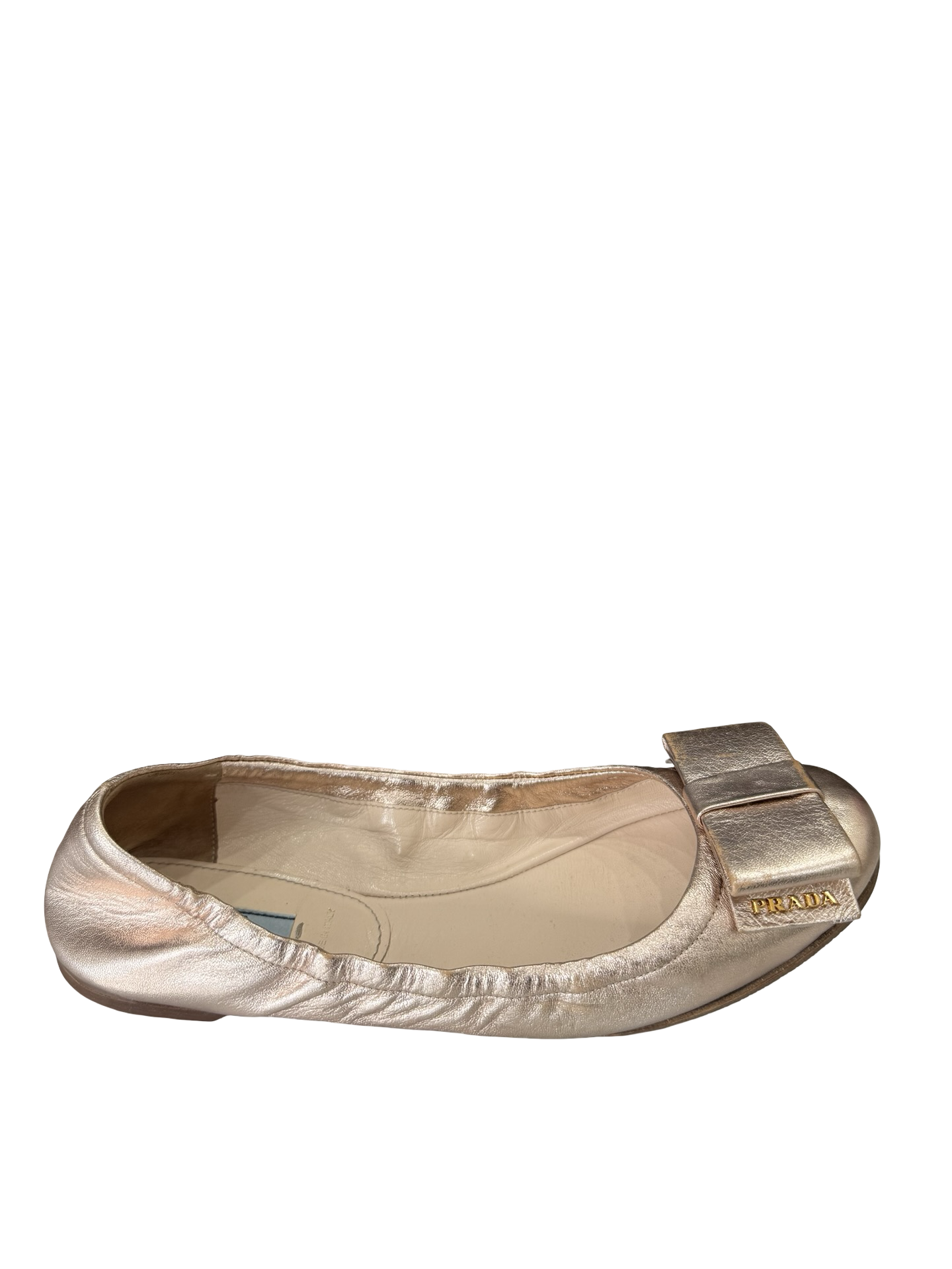 Prada Metallic Pink Leather Ballet Flats – Size 38.5