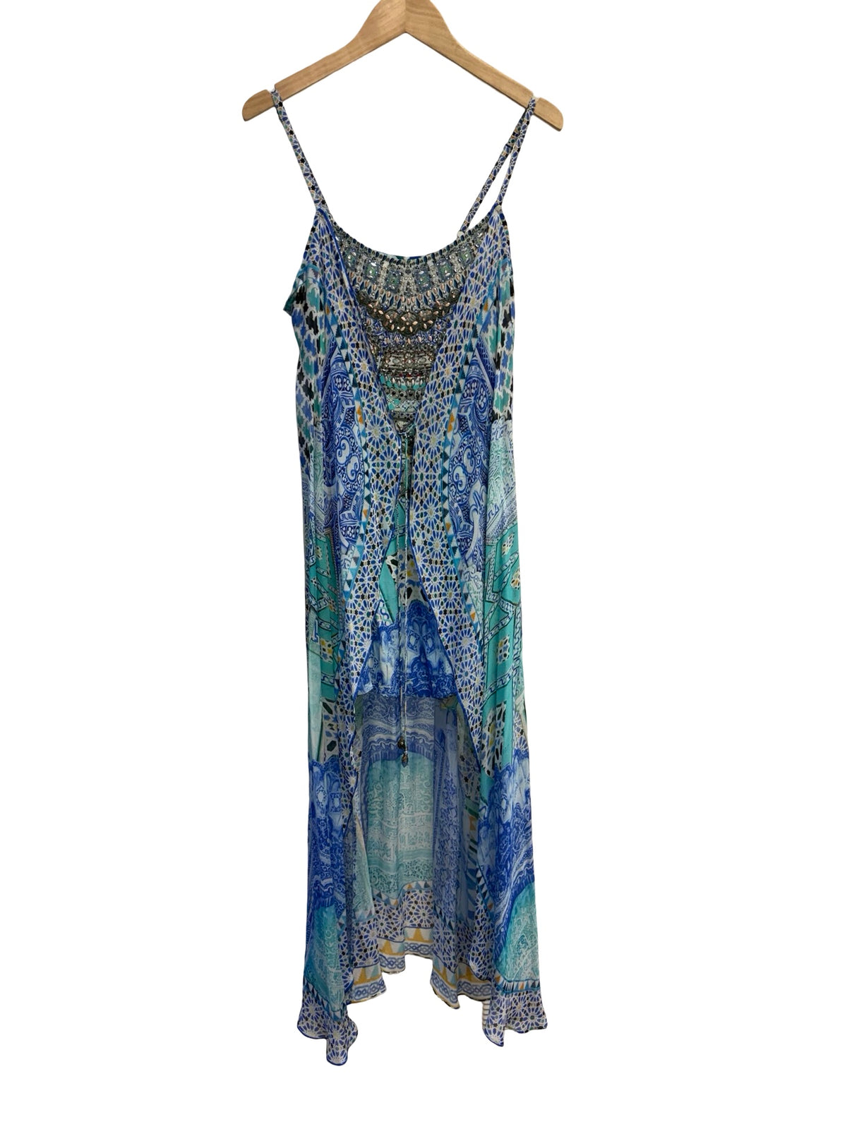 Camilla Blue Tied Front Silk Dress 1