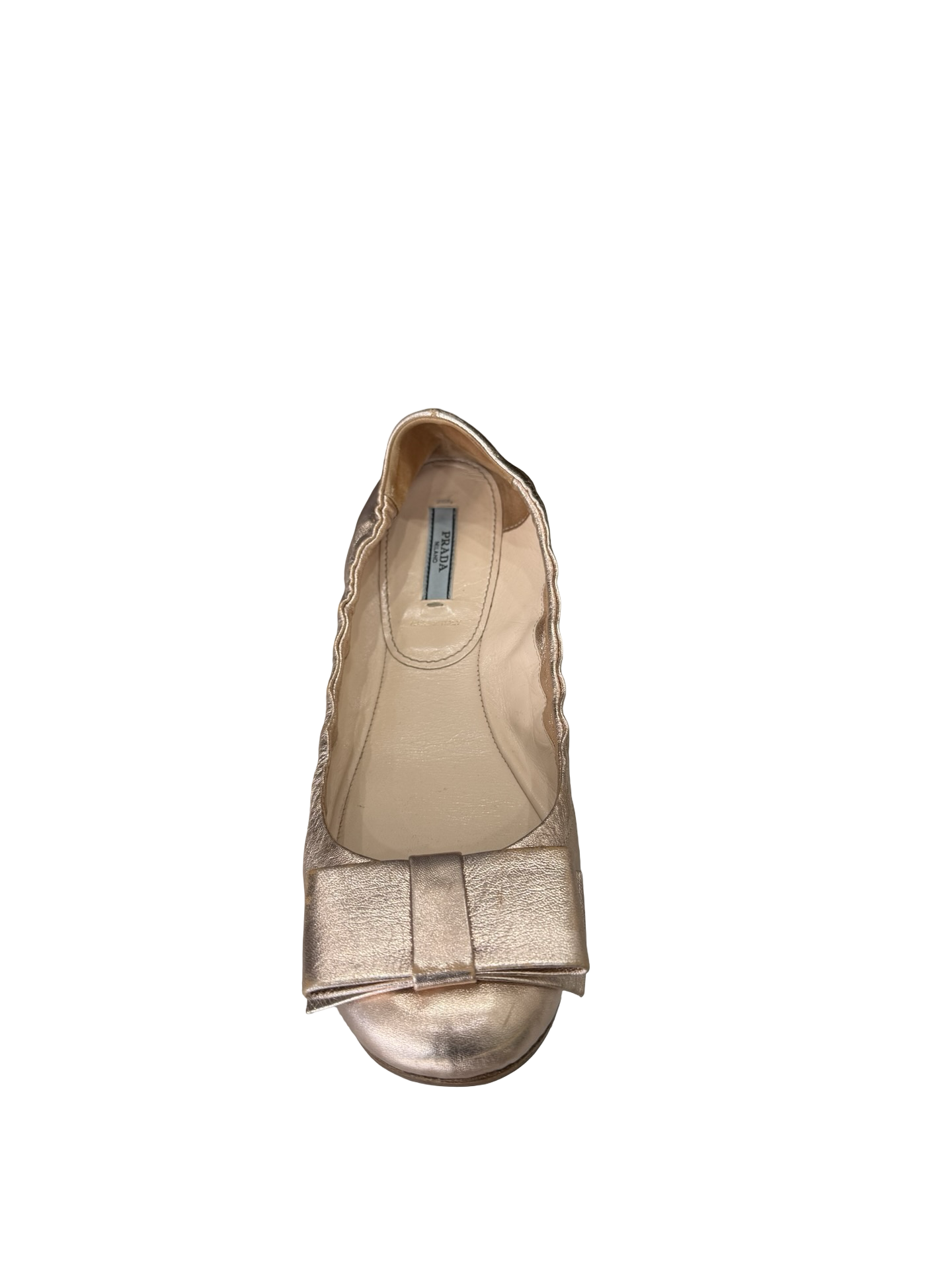 Prada Metallic Pink Leather Ballet Flats – Size 38.5