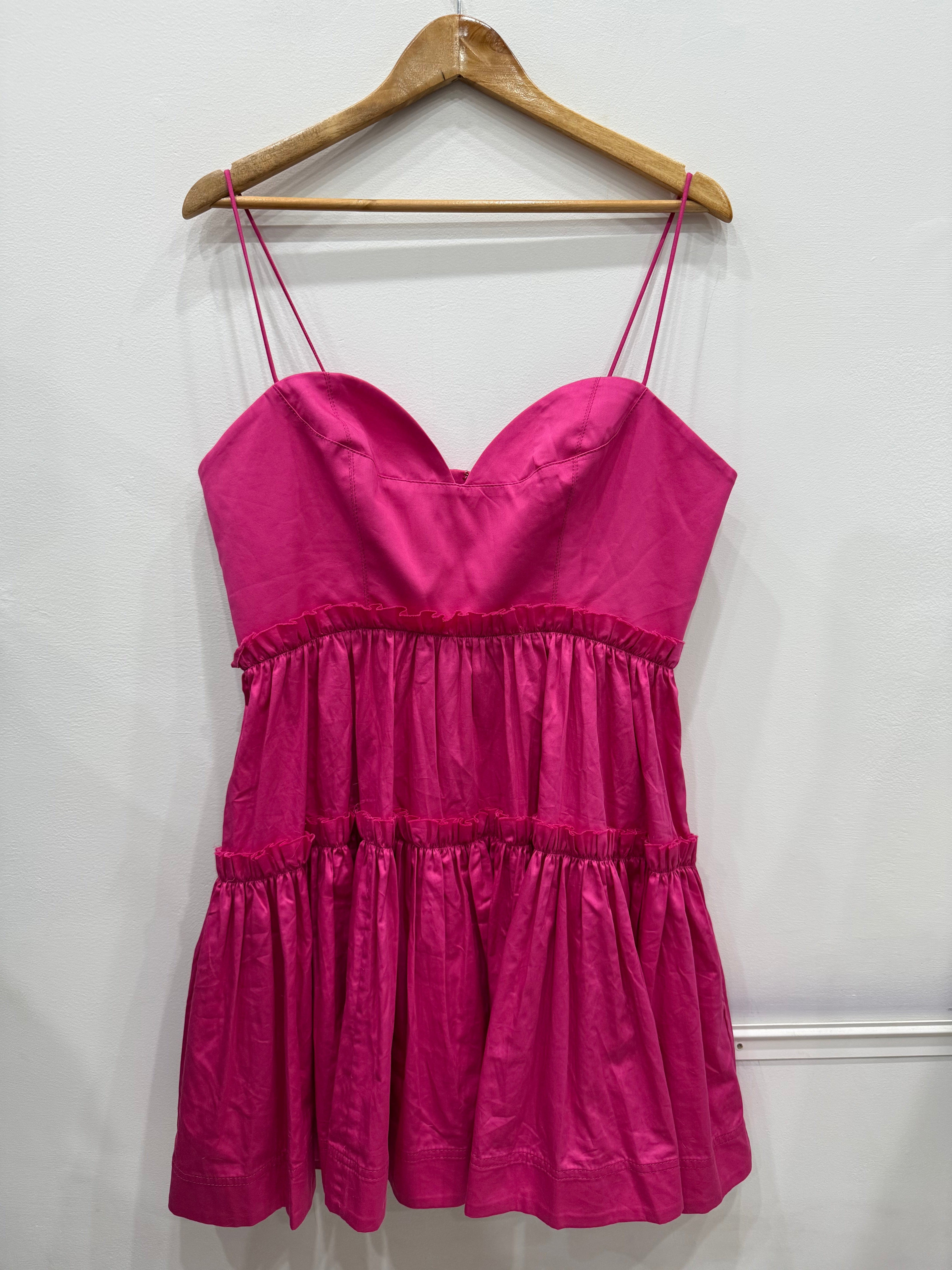 AJE Fuchsia Tiered Mini Dress 14