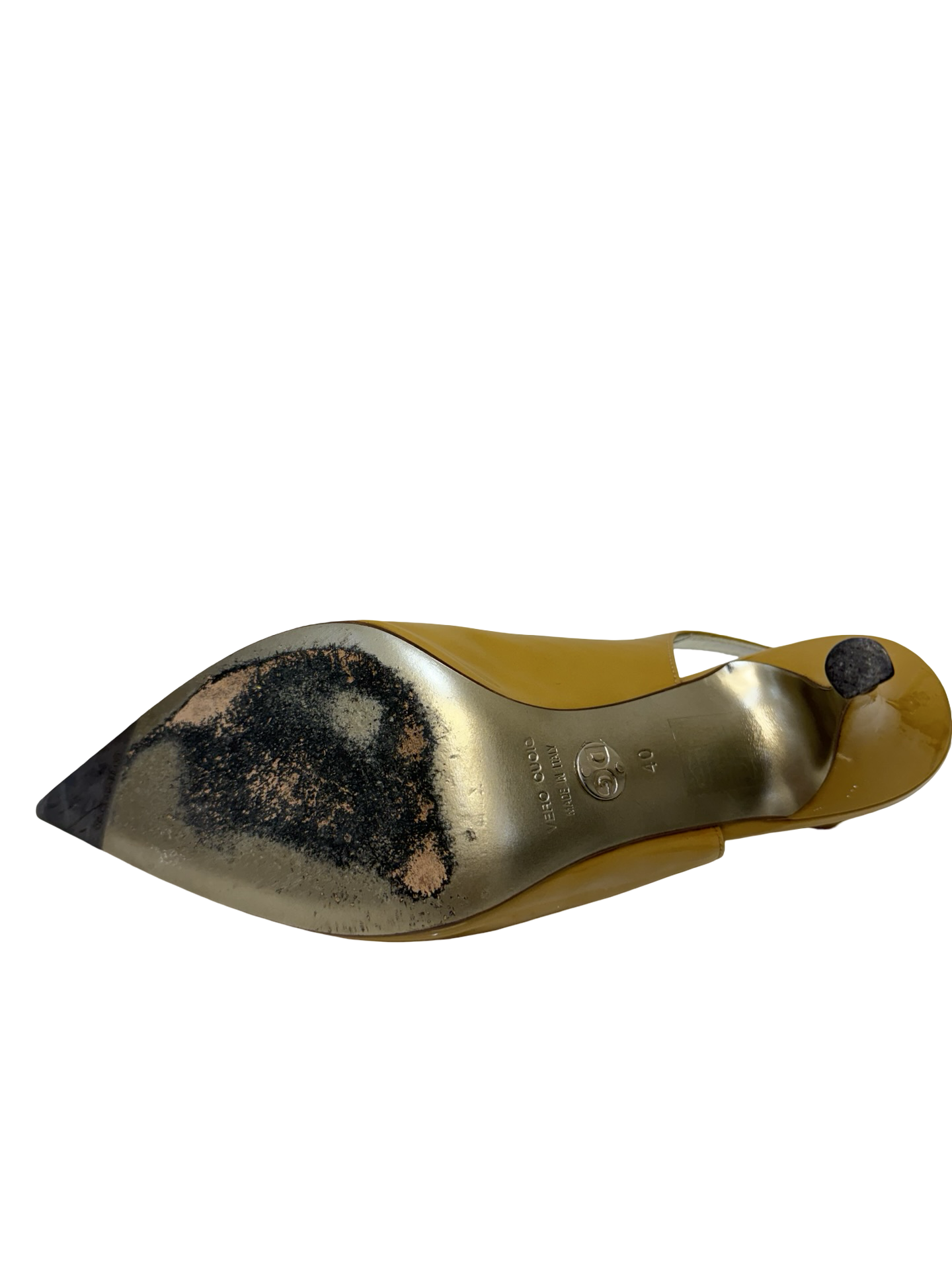 Dolce Gabbana Mustard Patent Slingback 40 WB