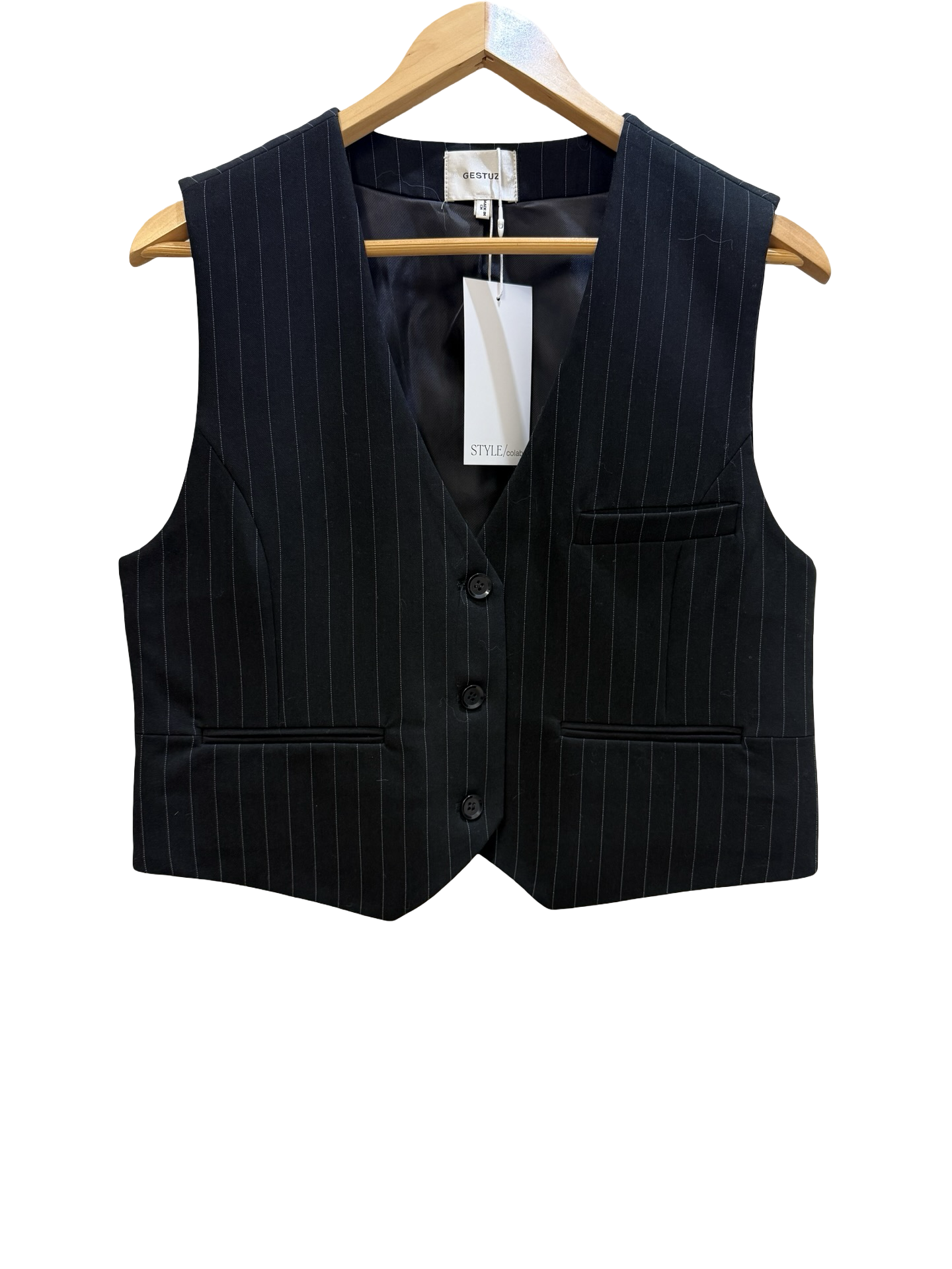 Gestuz Crop Black Waistcoat 38