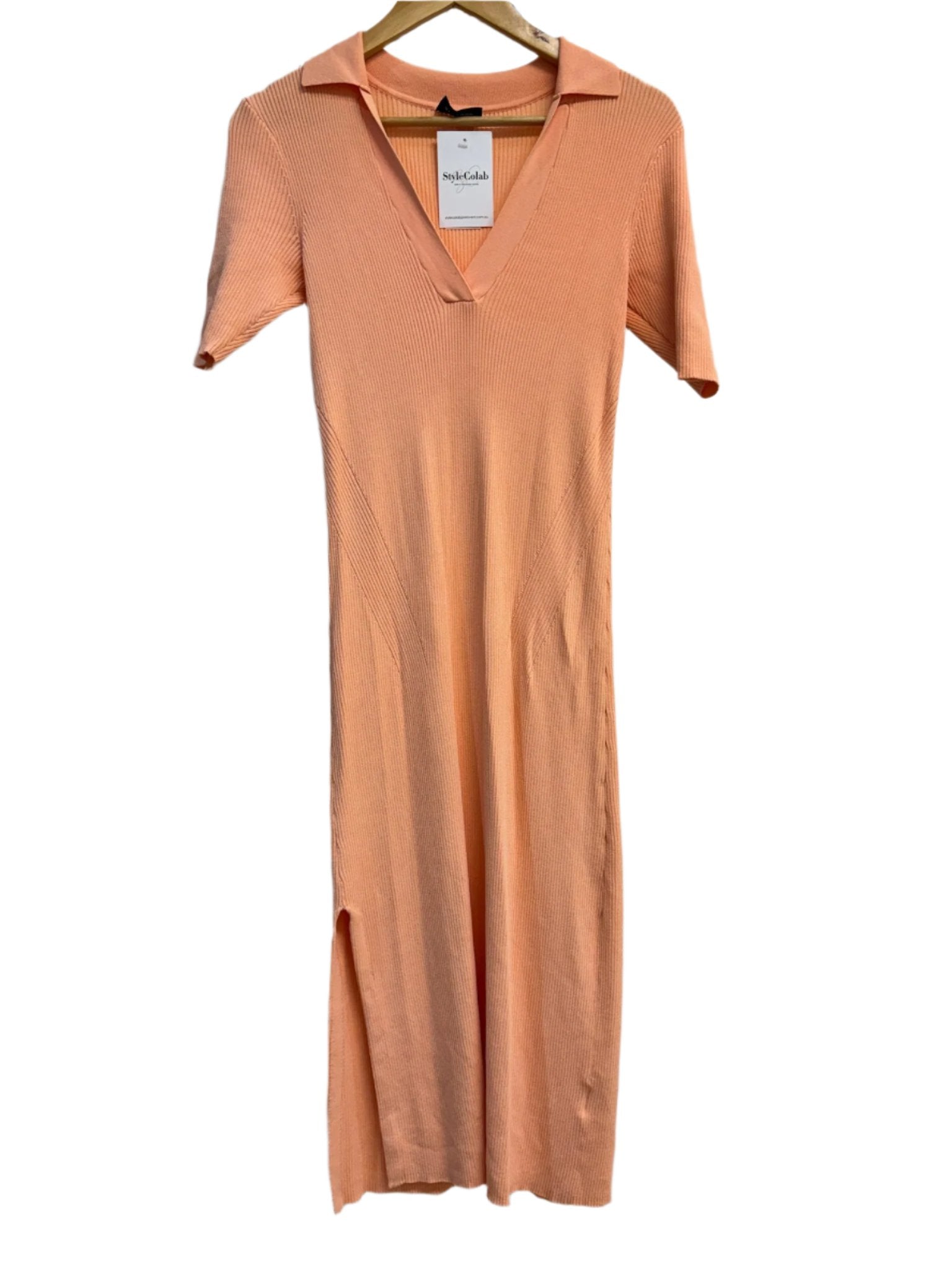 St Cloud Peach Ribbed Dress M