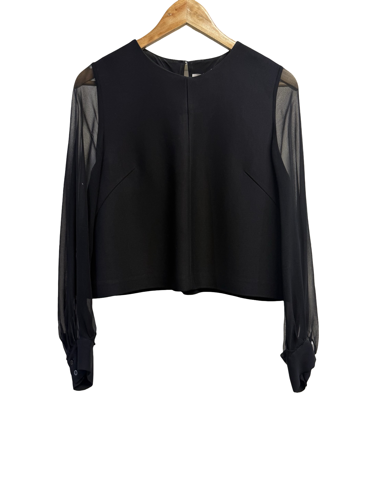 Scanlan Theodore Blk Sheer Sleeve Shirt