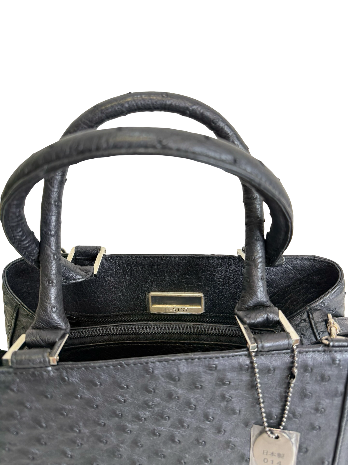 Genuine Full Quill Ostrich Leather Handbag – Black