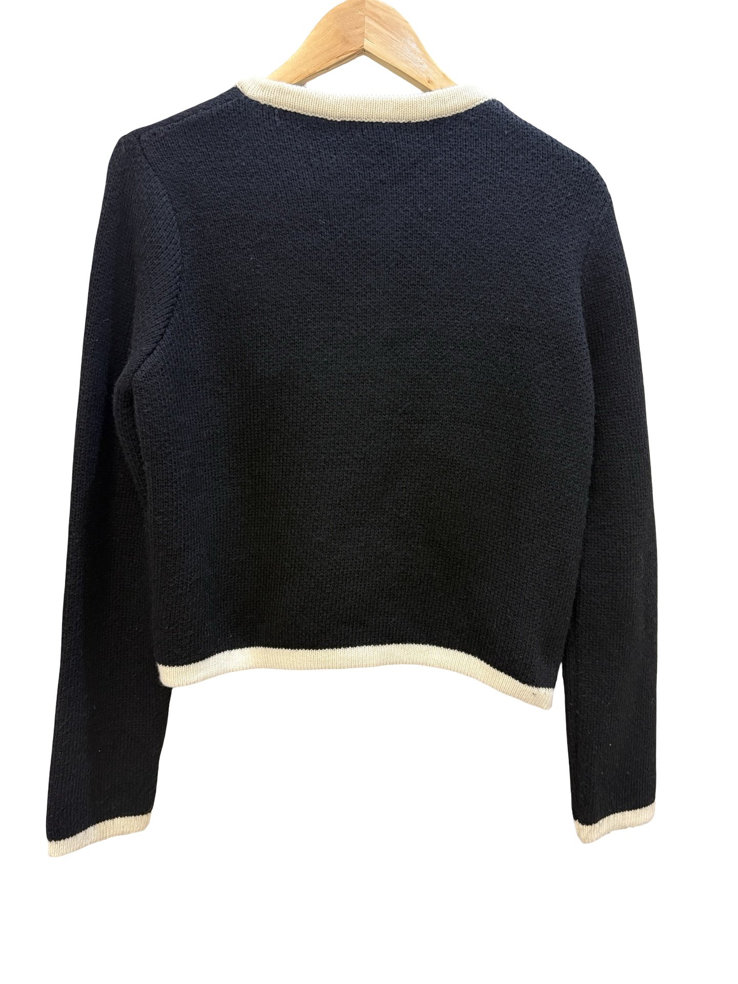 MNG BLACK WHITE TRIM CARDIGAN L