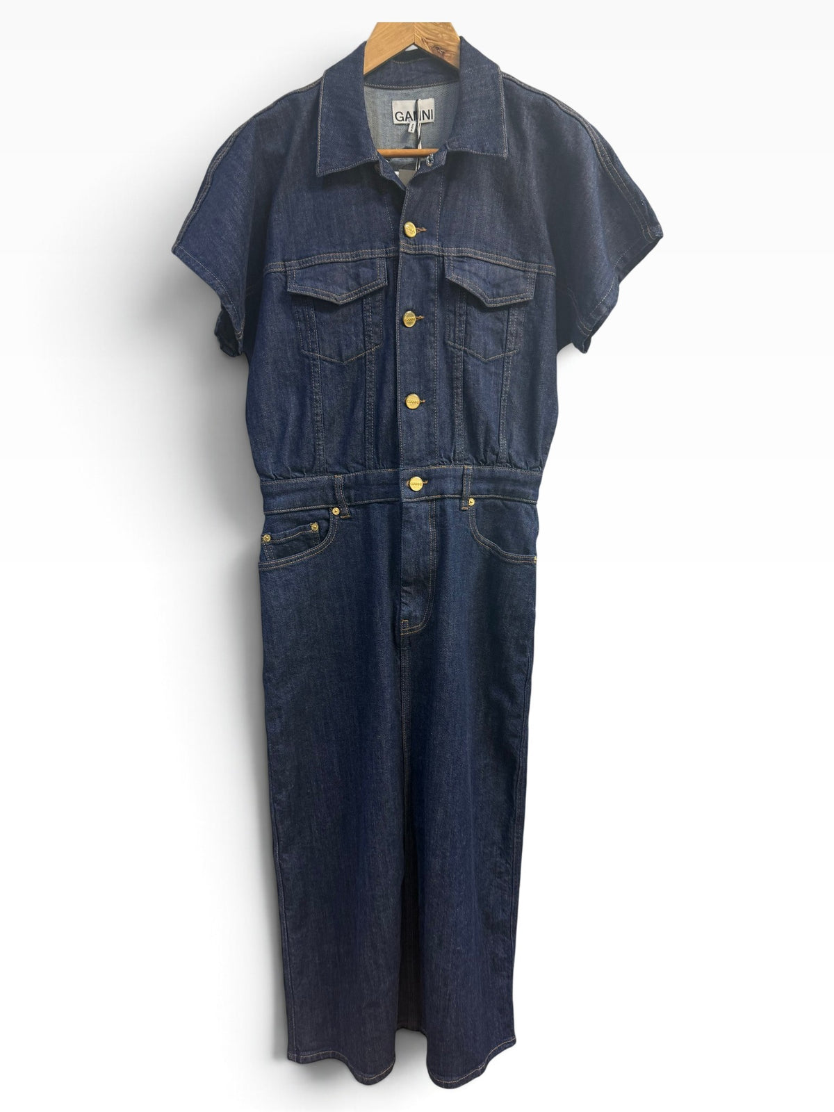 Ganni Denim Rise Stitch Midi Dress 38