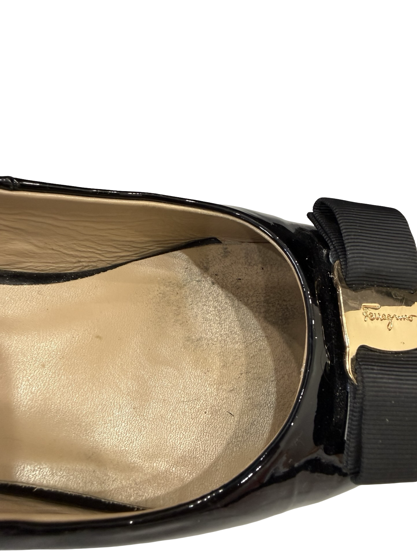 Ferragamo Blk Patent Pump 40 WDB