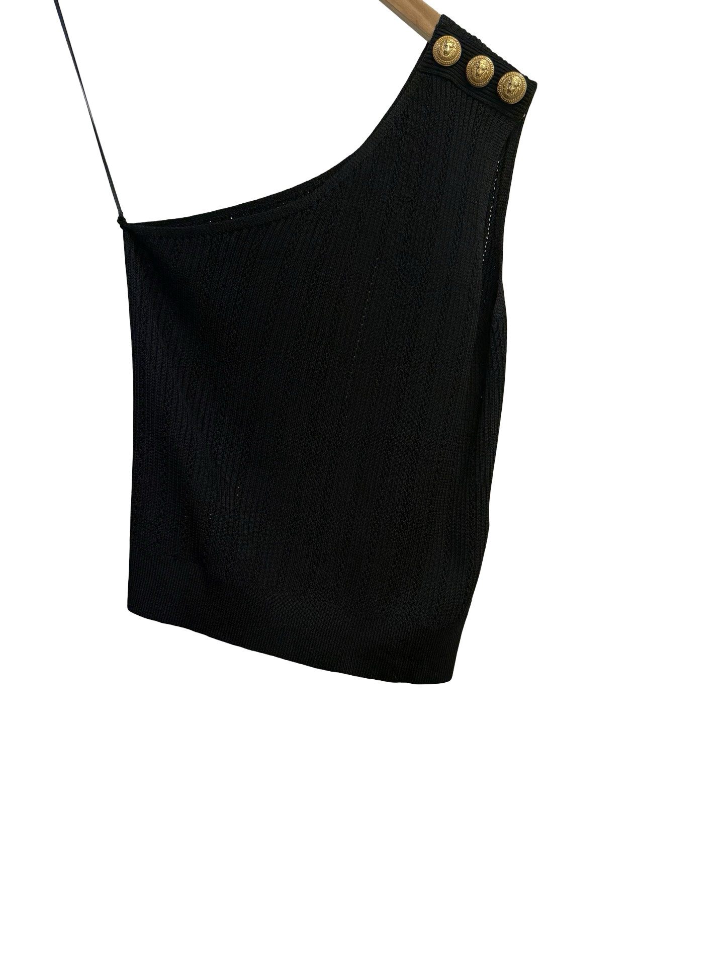 Balmain Black One Shoulder Top 38
