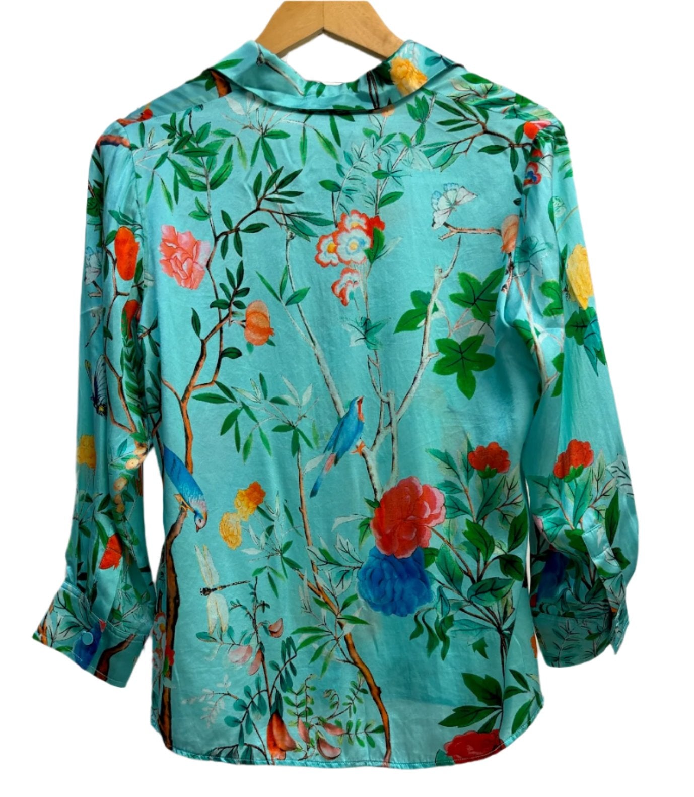 Gucci Blue Floral Silk Shirt S