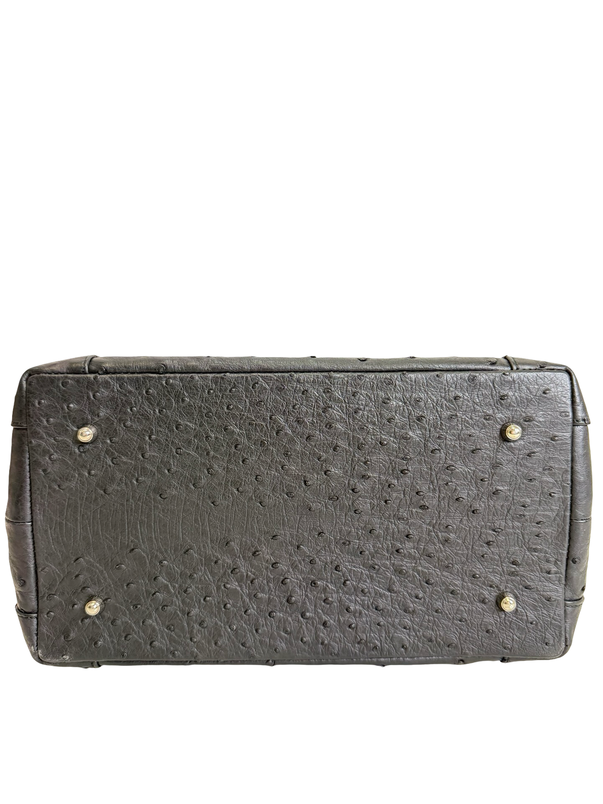 Genuine Full Quill Ostrich Leather Handbag – Black