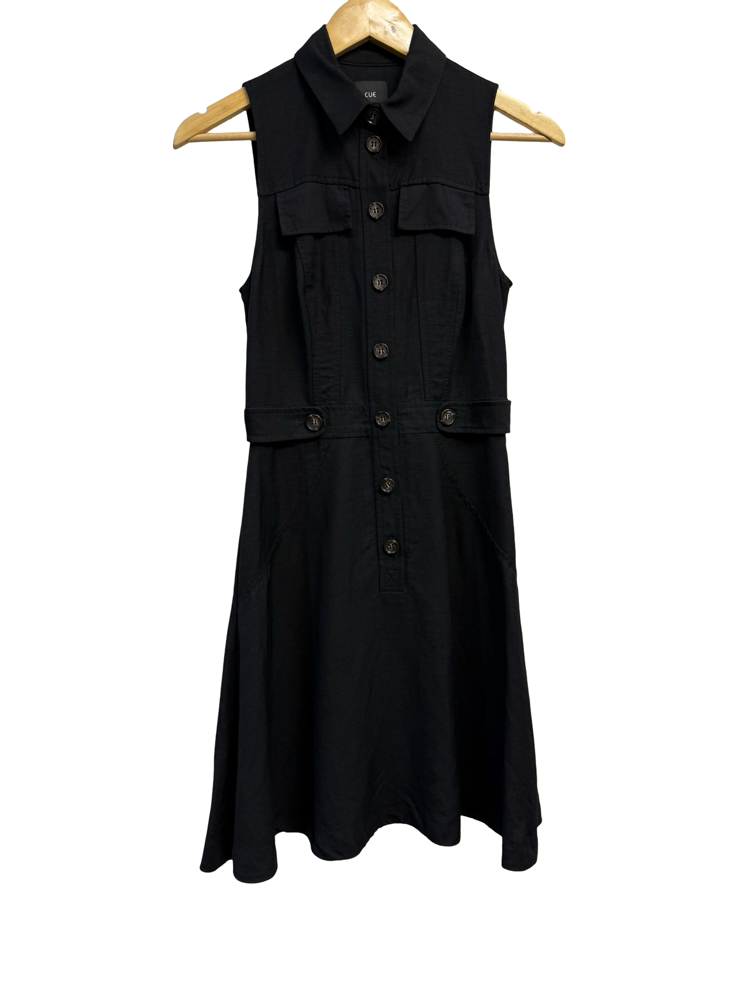CUE Black Linen Dress- 6