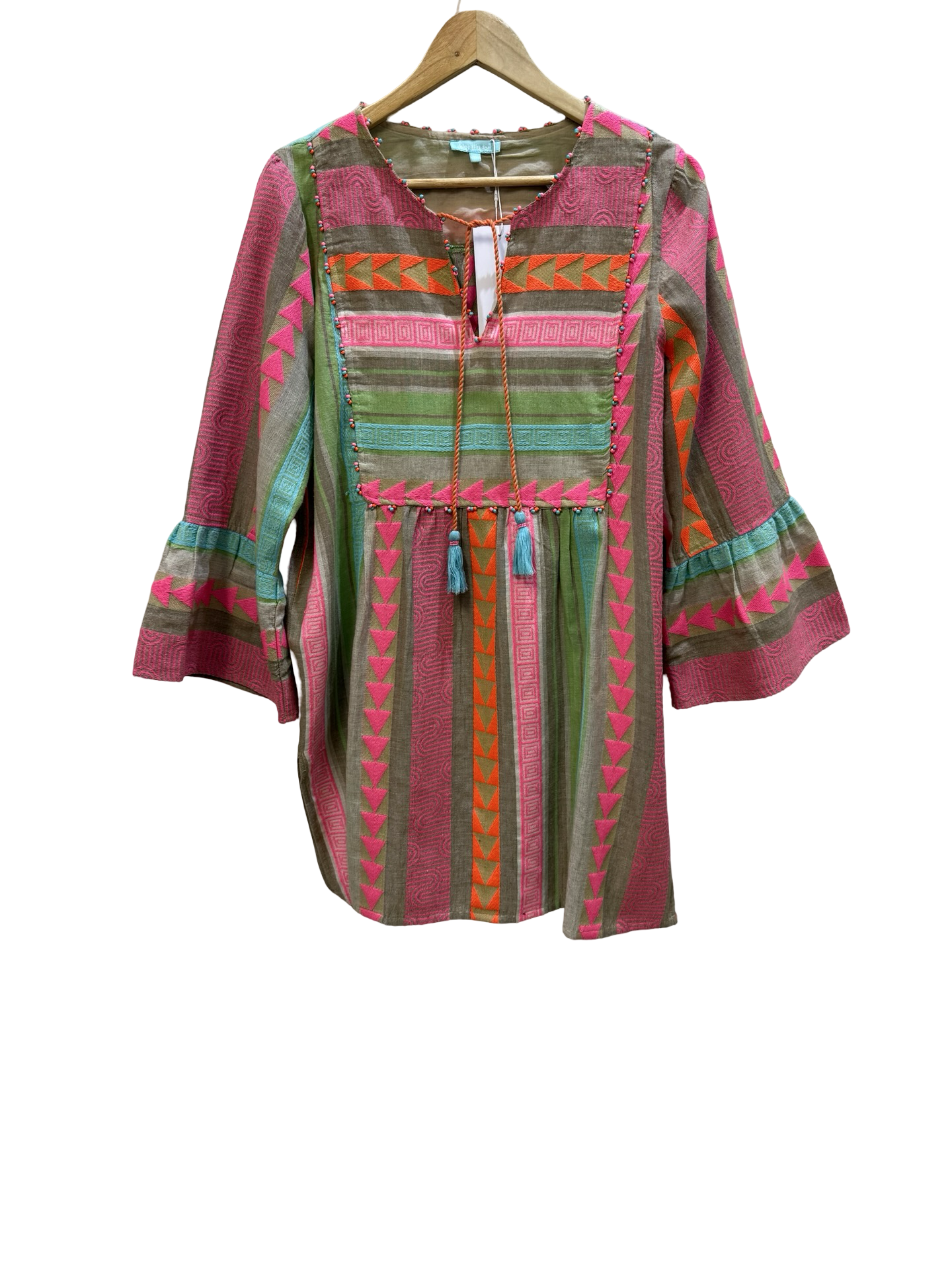 Blue Illusion Bright Patterned Tunic XL