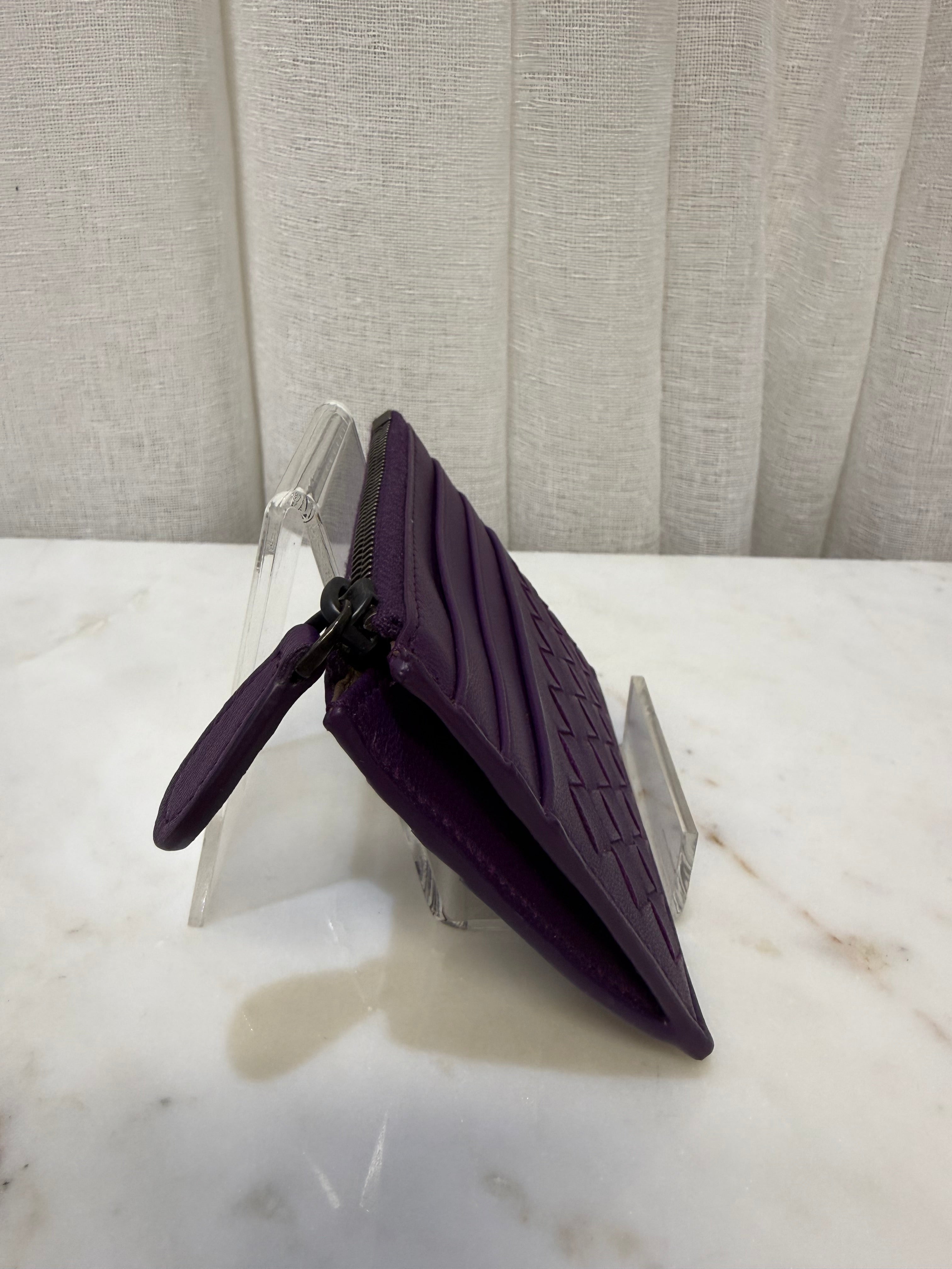Bottega Purple Card Wallet With Zip