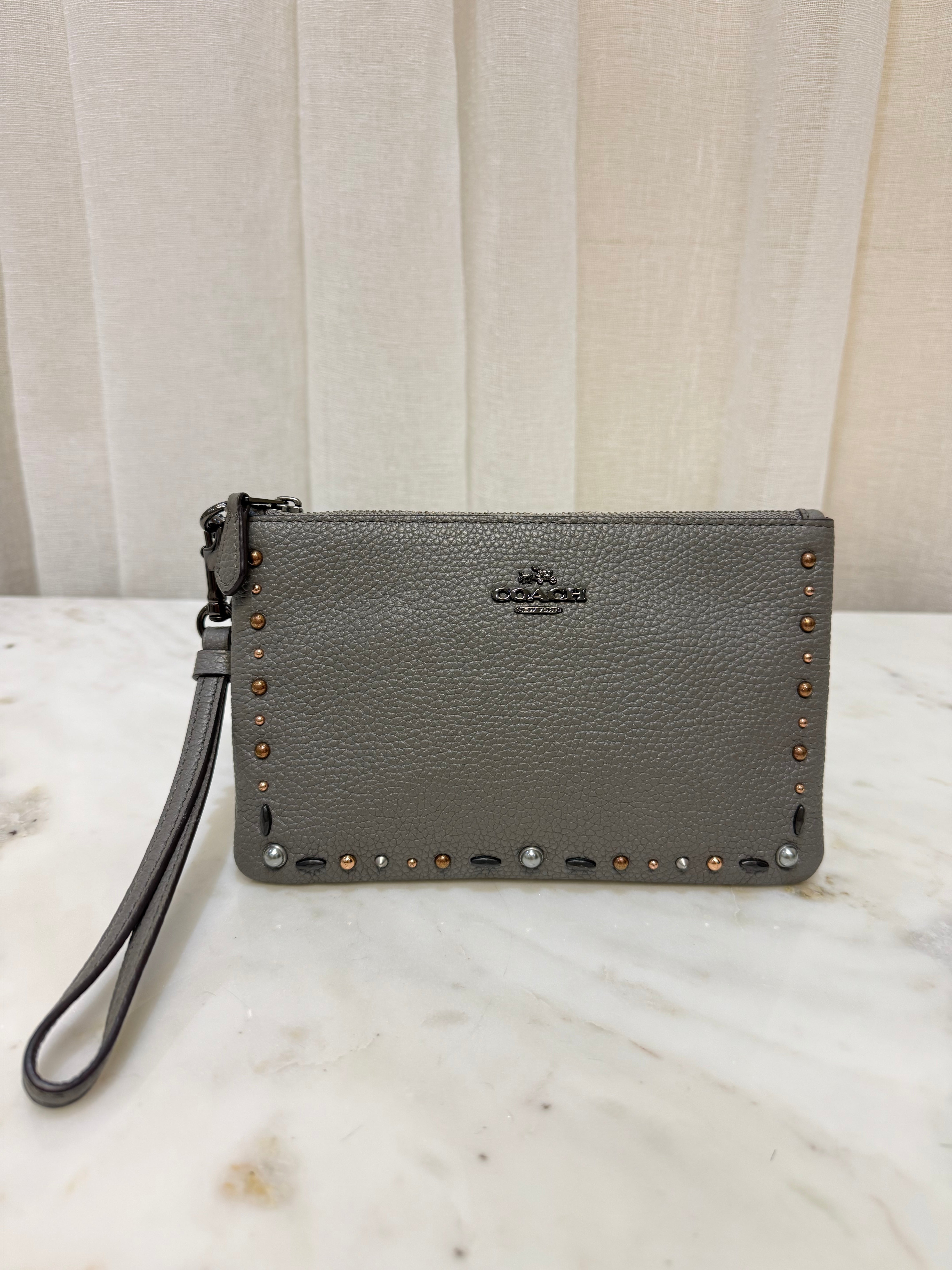 Coach Grey Bejewelled Wristlet/Wallet