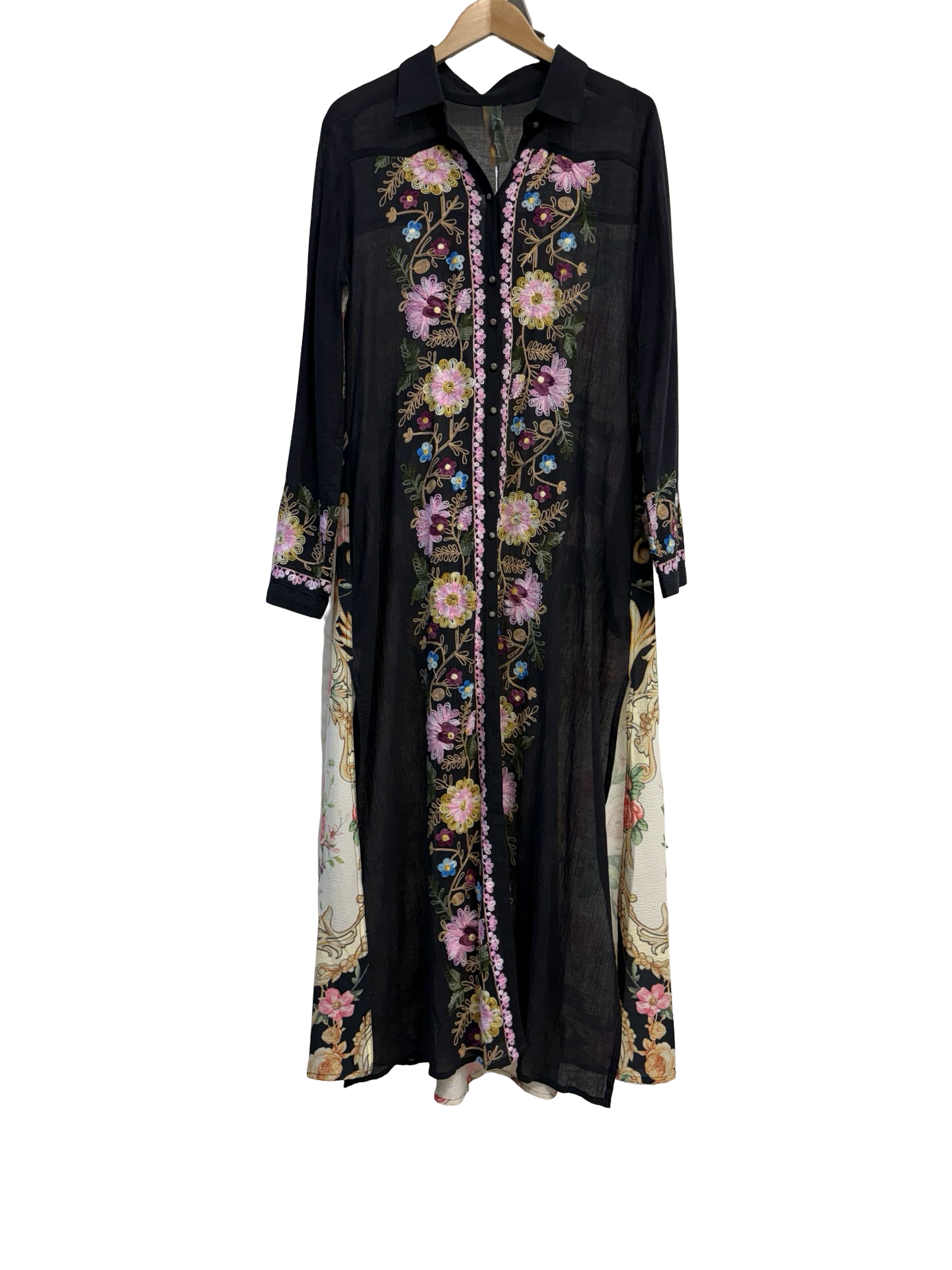 Arata Silent Journey Blk Flr Coat OS