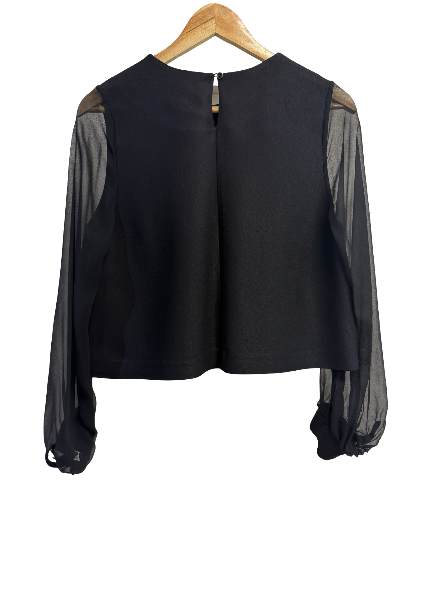 Scanlan Theodore Blk Sheer Sleeve Shirt