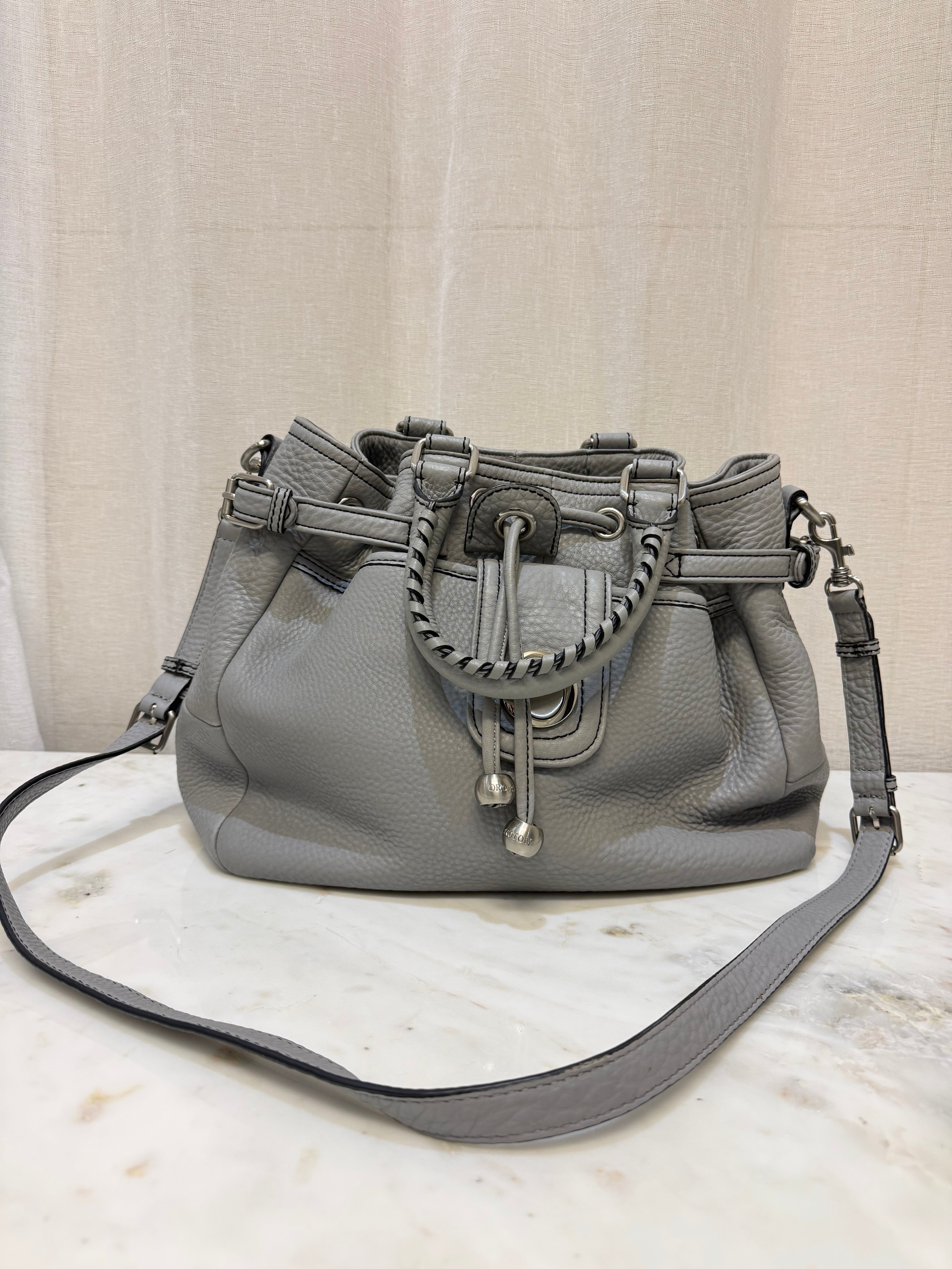 Oroton Grey Leather Handbag