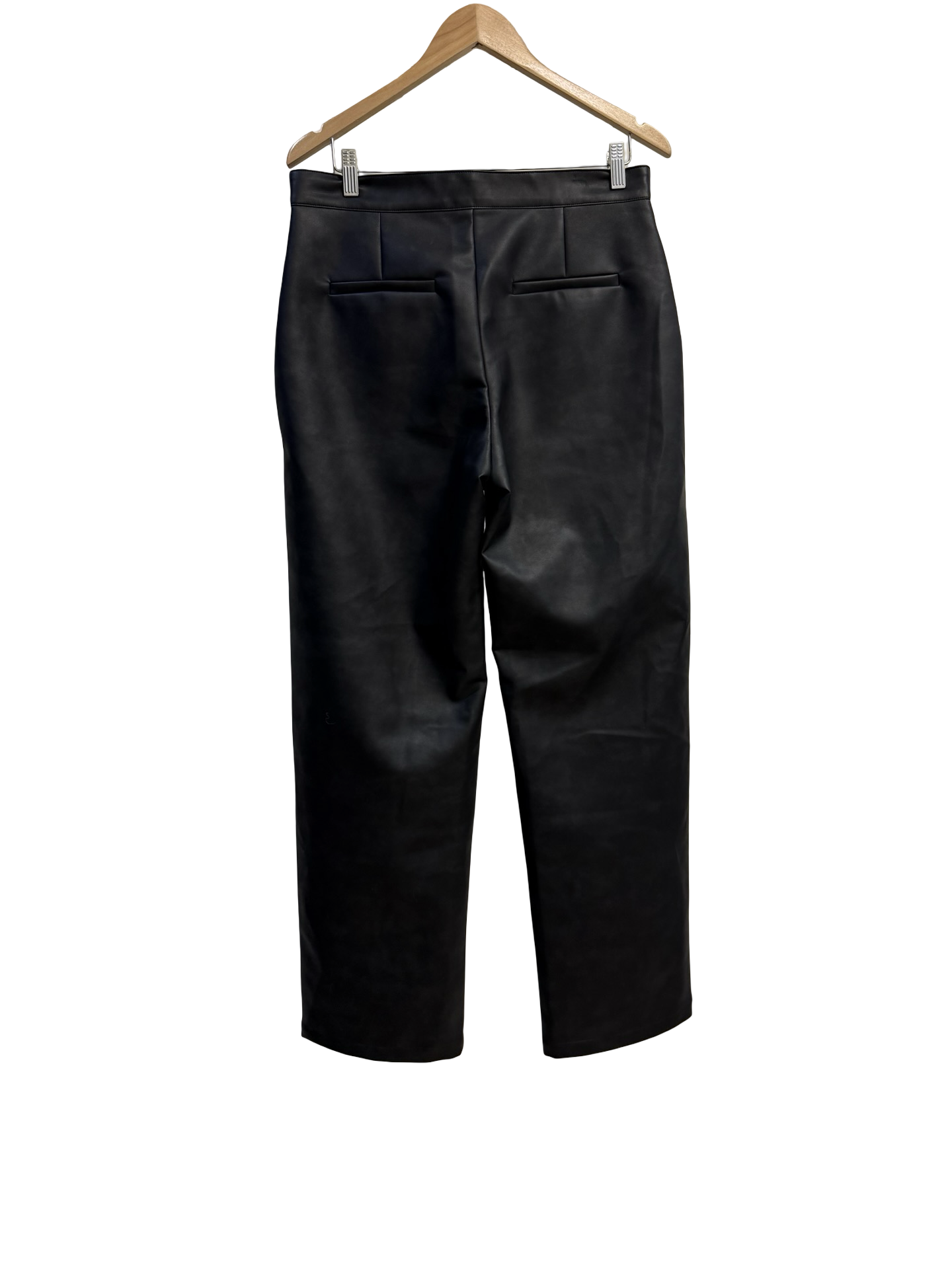 Raef The Label Black Vegan Leather Wide Leg Pants 12