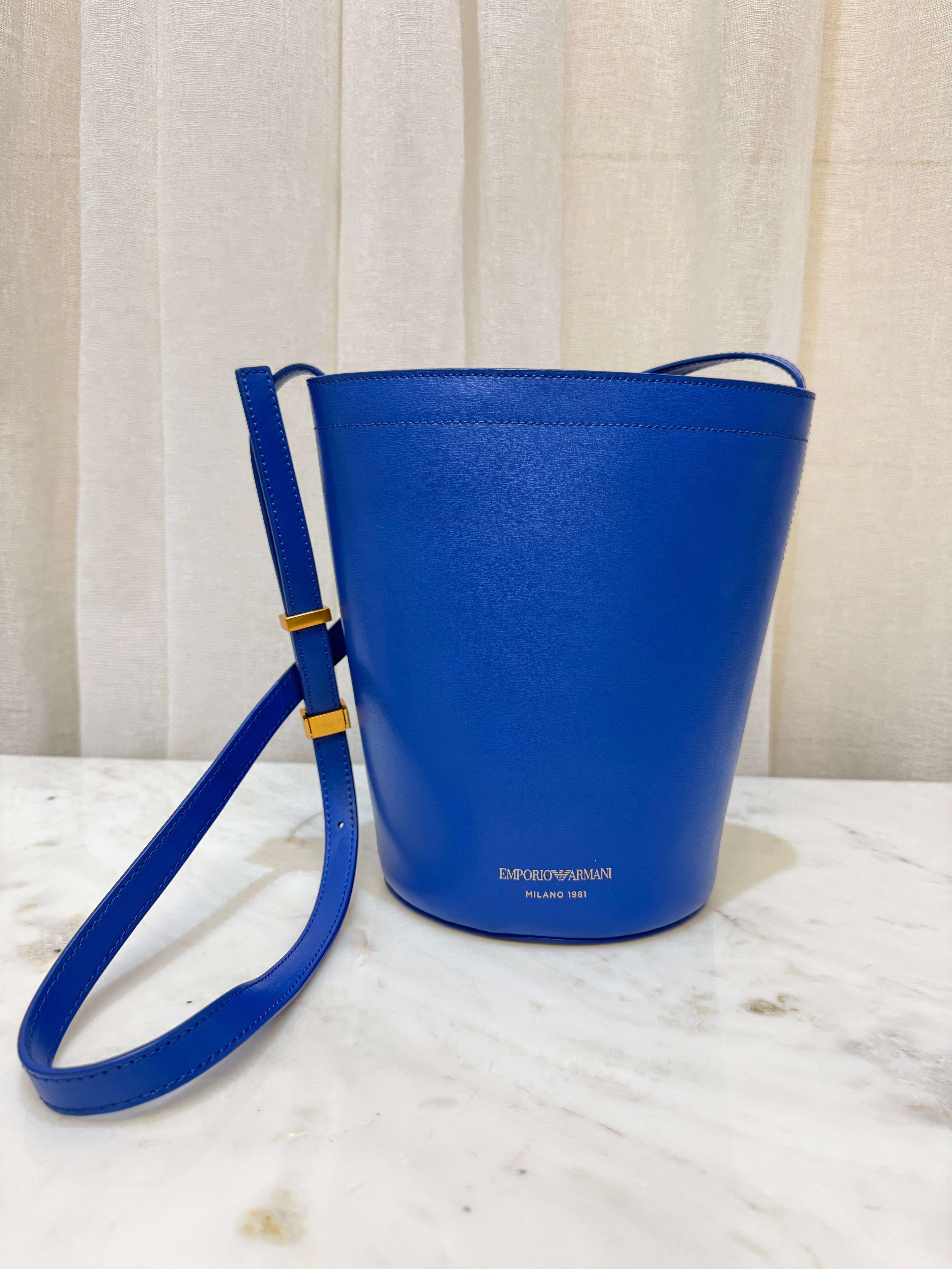 Emporio Armani 1981 Blue Bucket Crossbody bag