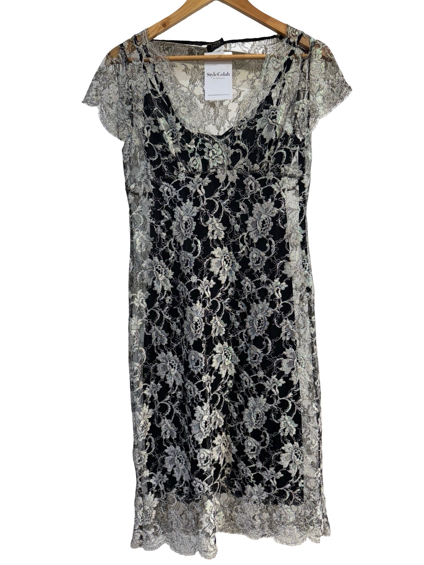 Collette Dinnigan Silver Dress L