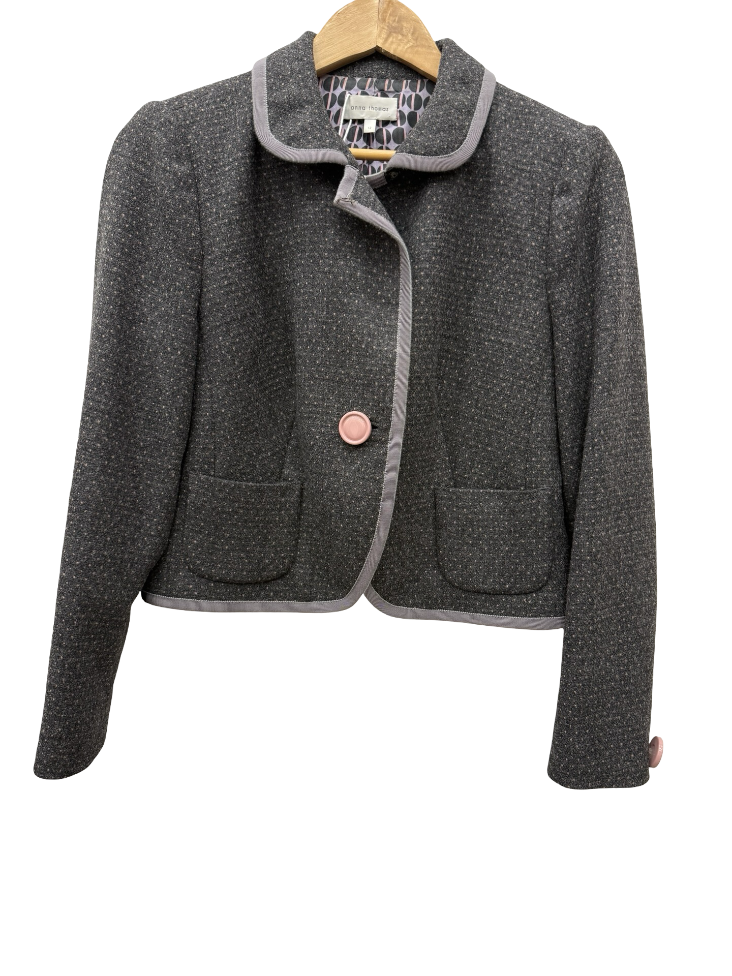 Anna Thomas Grey Cropped Blazer 12