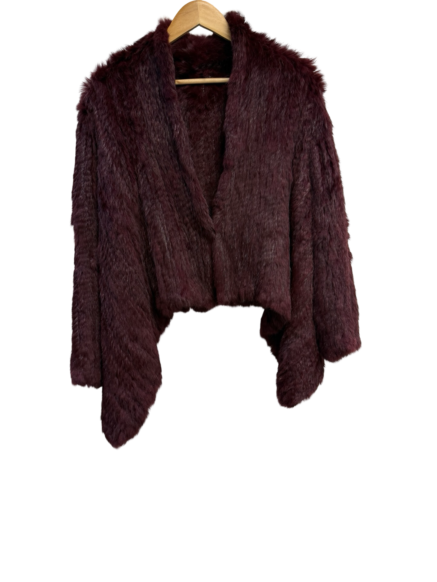 No Brand Burgundy Fur Cropped Cardigan O/S