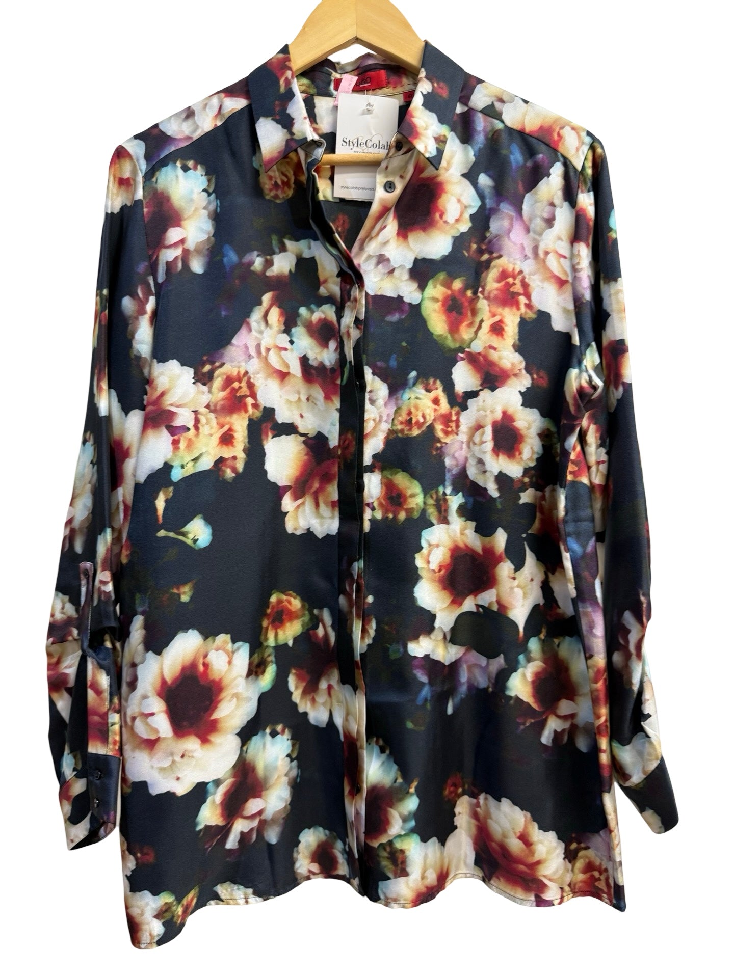 Hugo Boss Navy Floral Blouse M