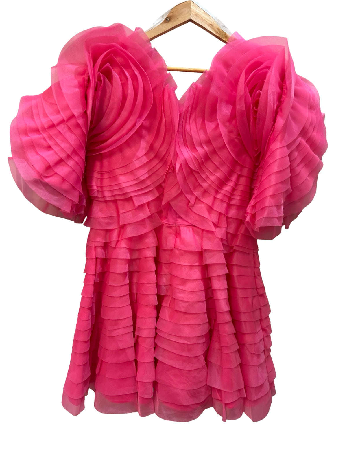 Aje Hot Pink Ruffle Dress 16
