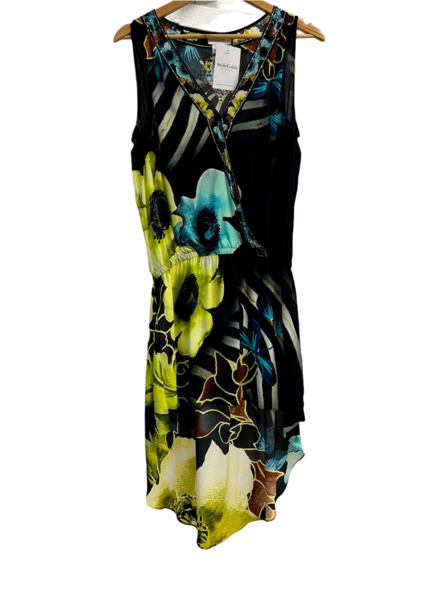 Camilla Navy Floral S/Less Dress XS