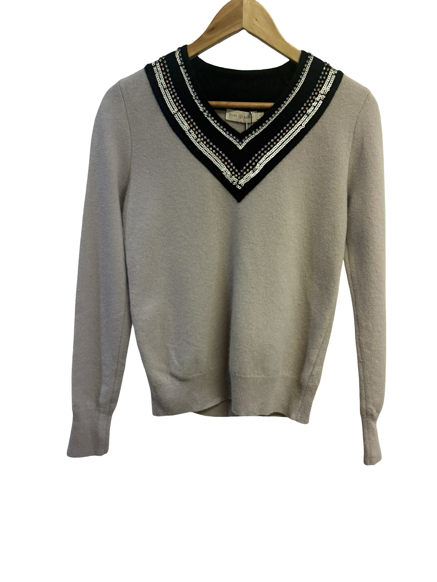 Tory Burch Sequinned Beige Jumper S