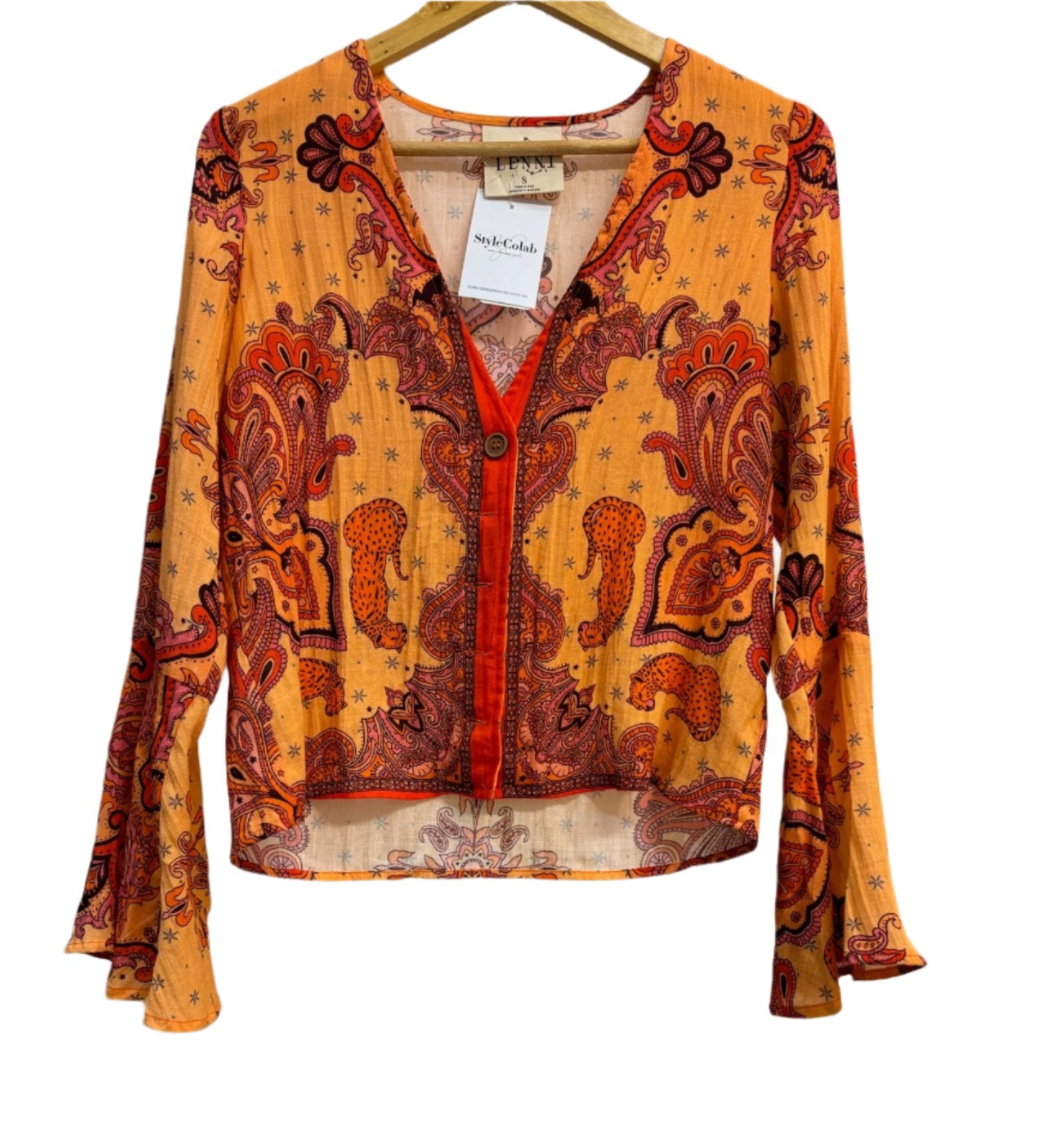 Lenni Orange Print Blouse S