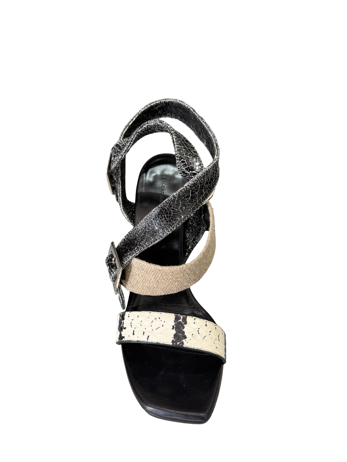 Balenciaga Black & Cream Wedge Sandal 38 WB