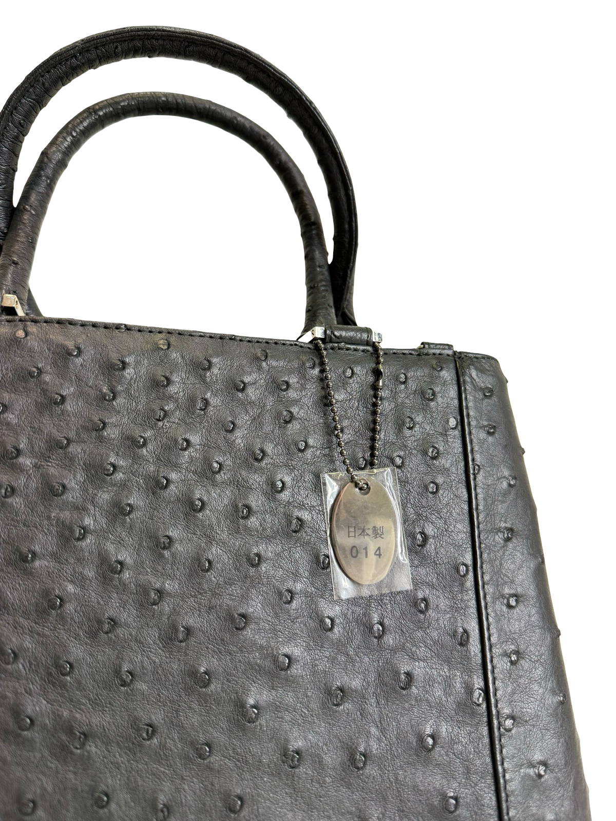Genuine Full Quill Ostrich Leather Handbag – Black