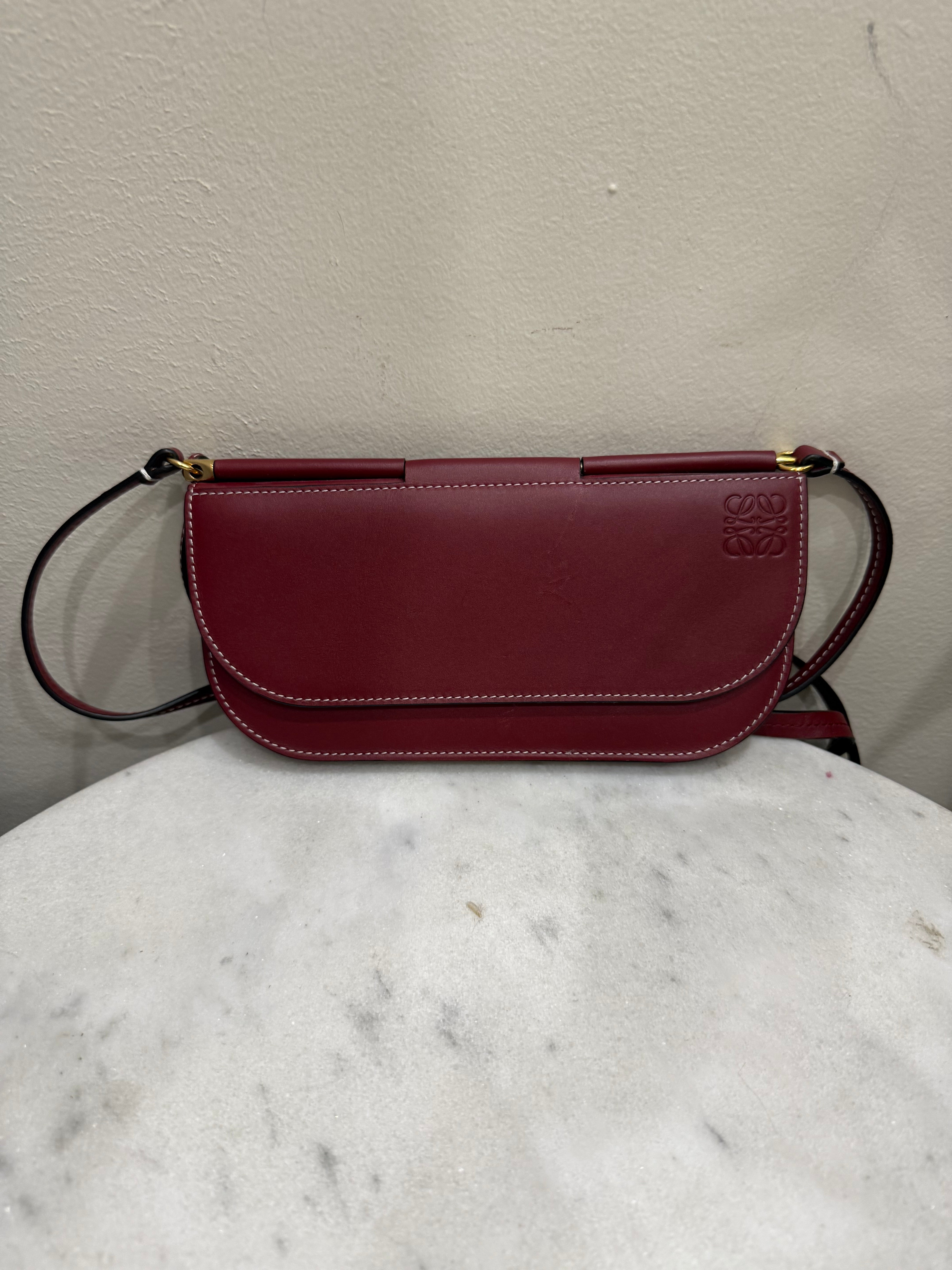 Loewe  Bordeaux Red Leather Wallet Handbag