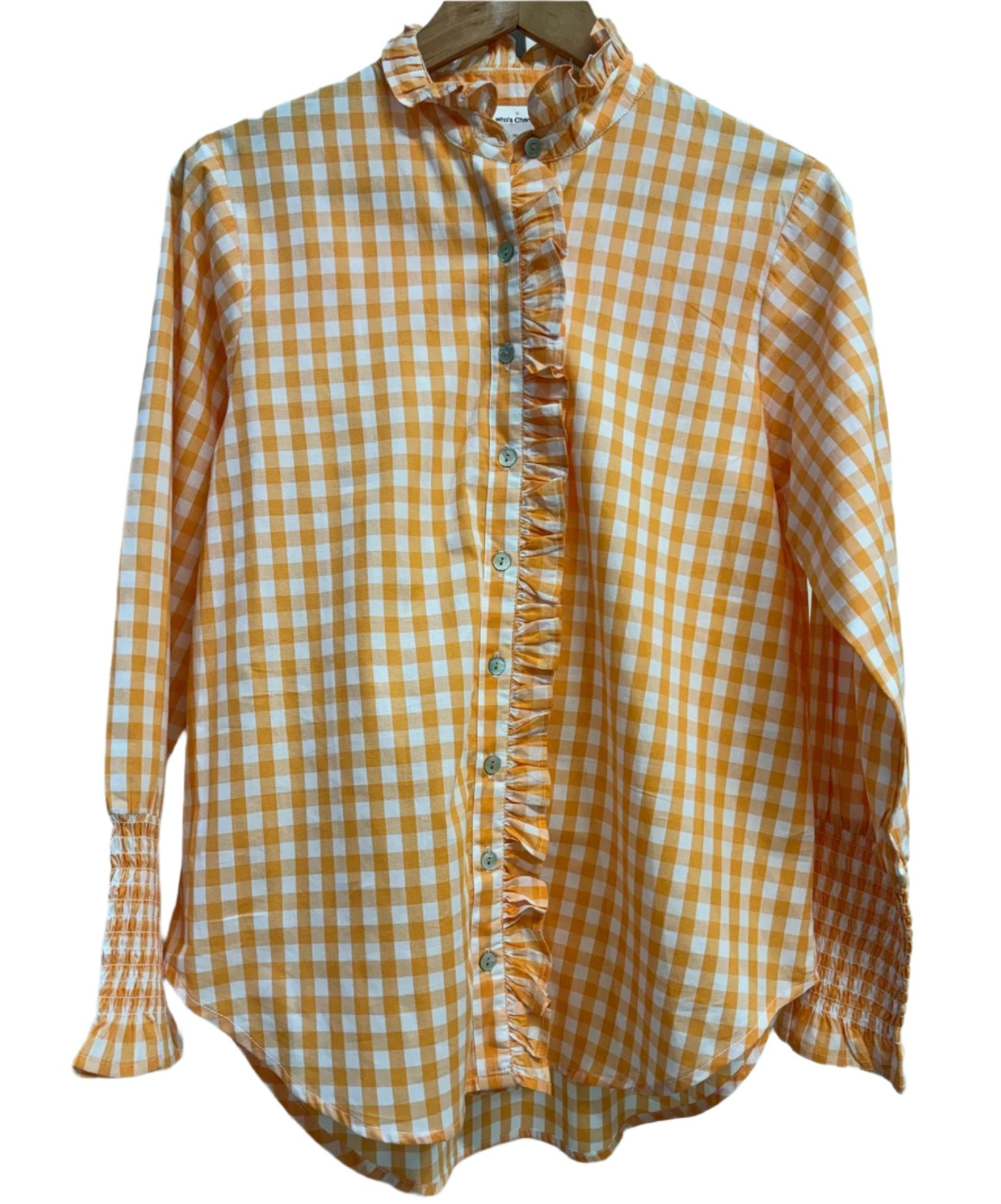 Who's Charlie Orange Striped Shirt XS