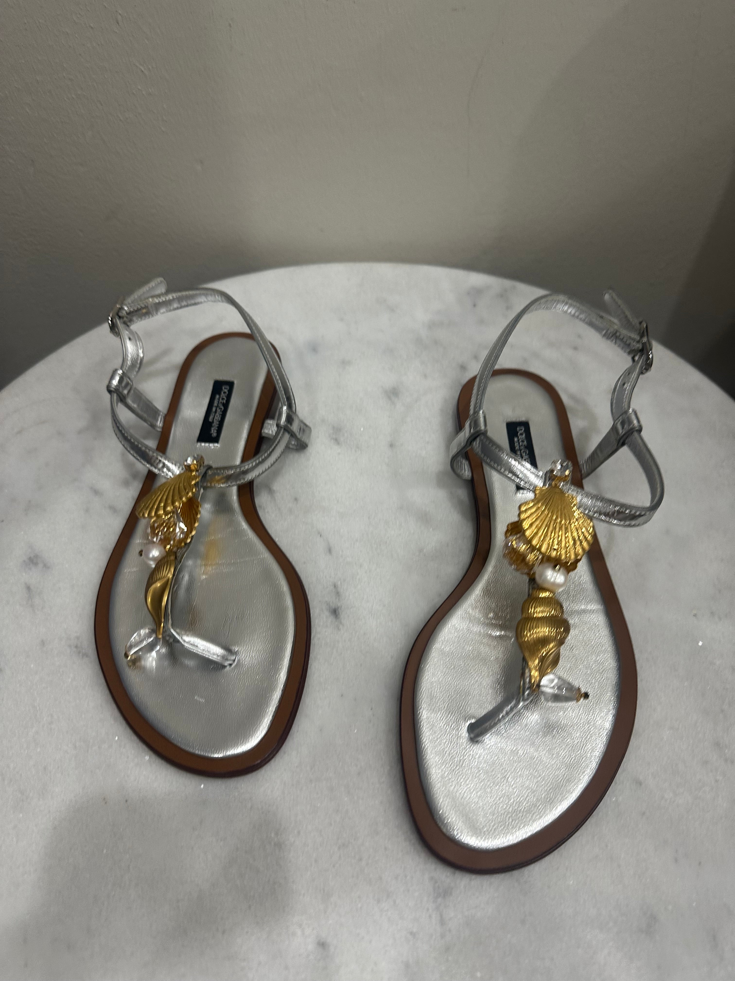 Dolce & Gabbana Silver Sandals 36