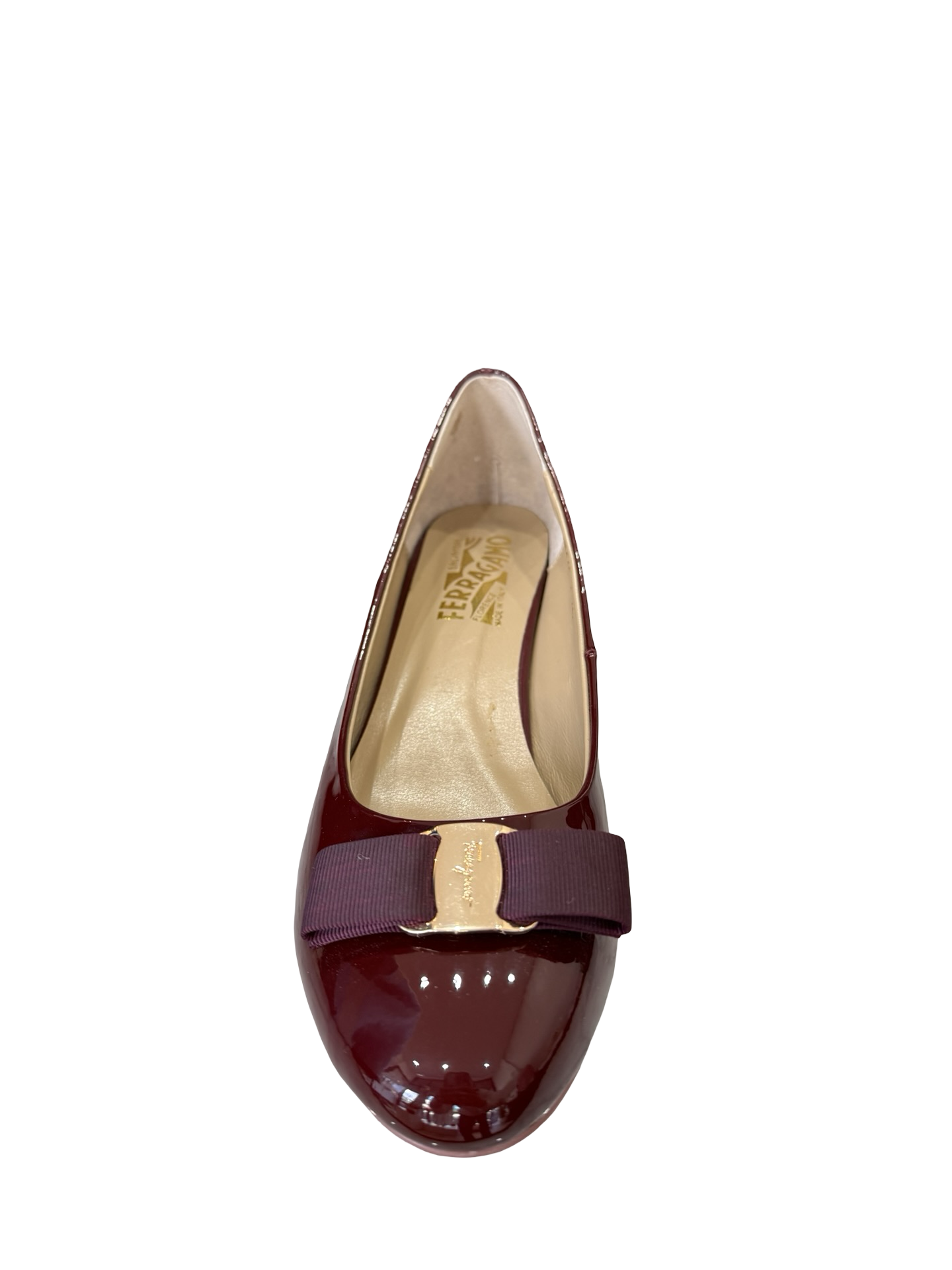 Ferragamo Maroon Patent Pump 40 WDB