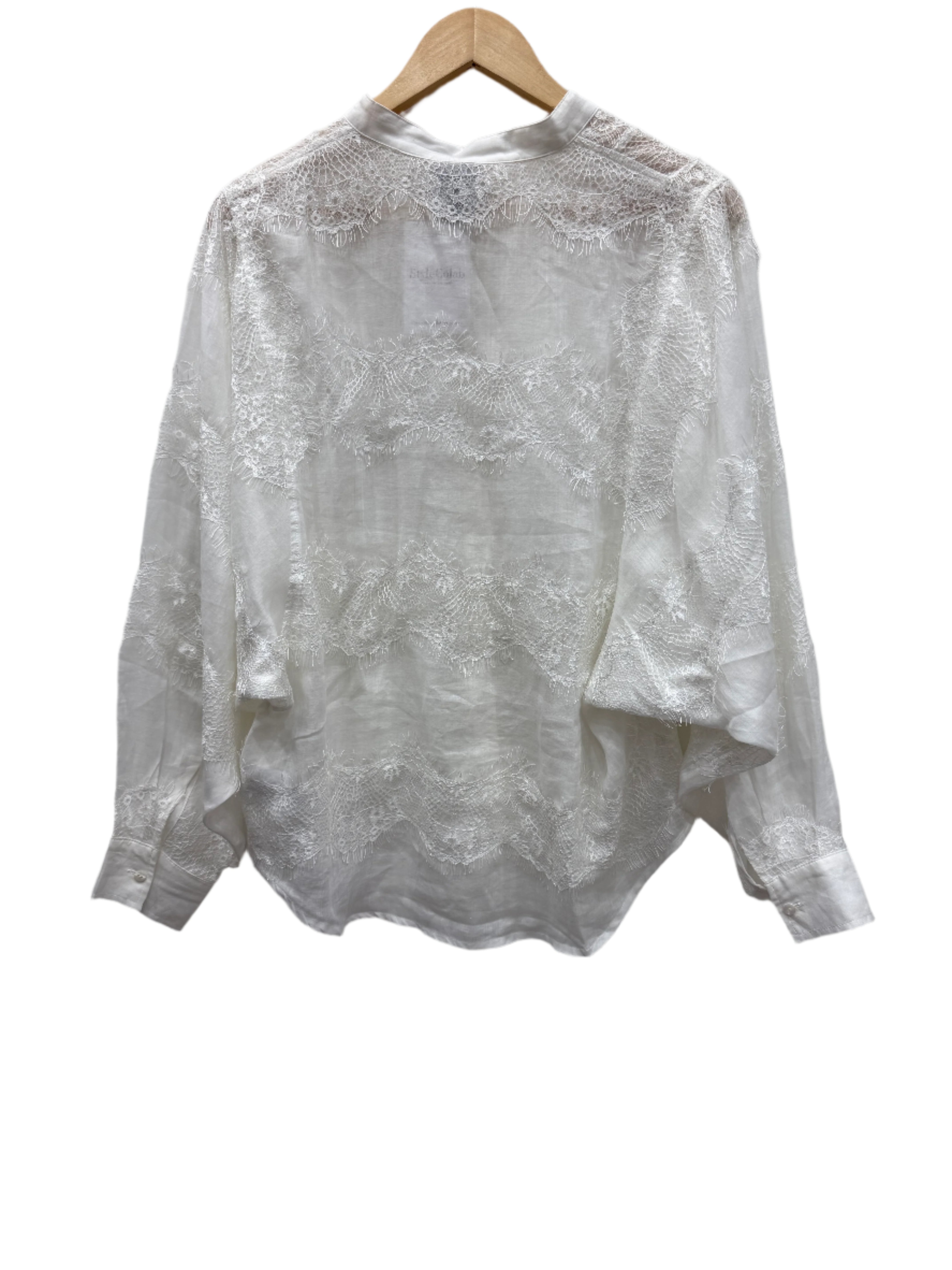 NU Denmark White Linen Lace Blouse 10