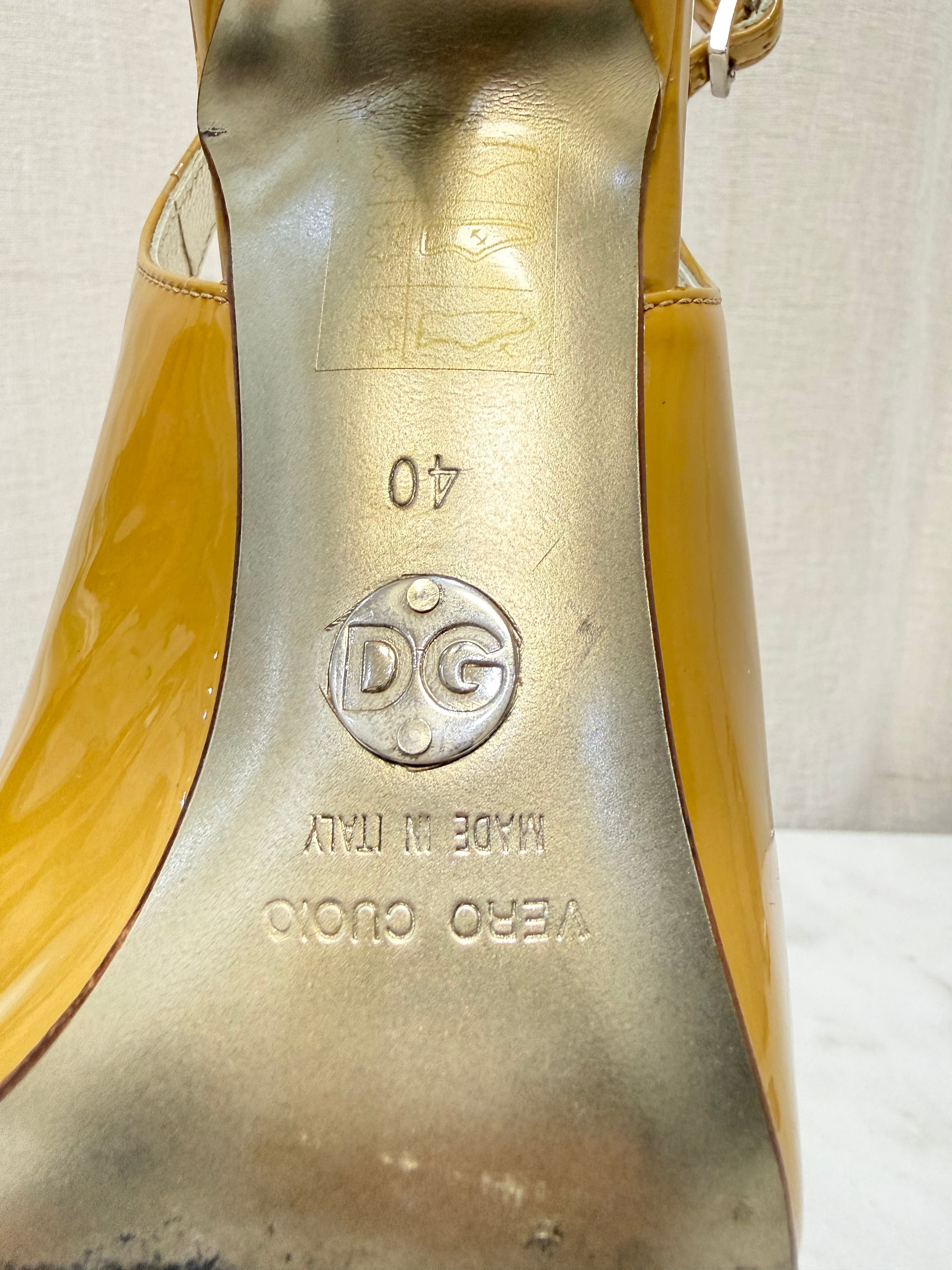 Dolce Gabbana Mustard Patent Slingback 40 WB
