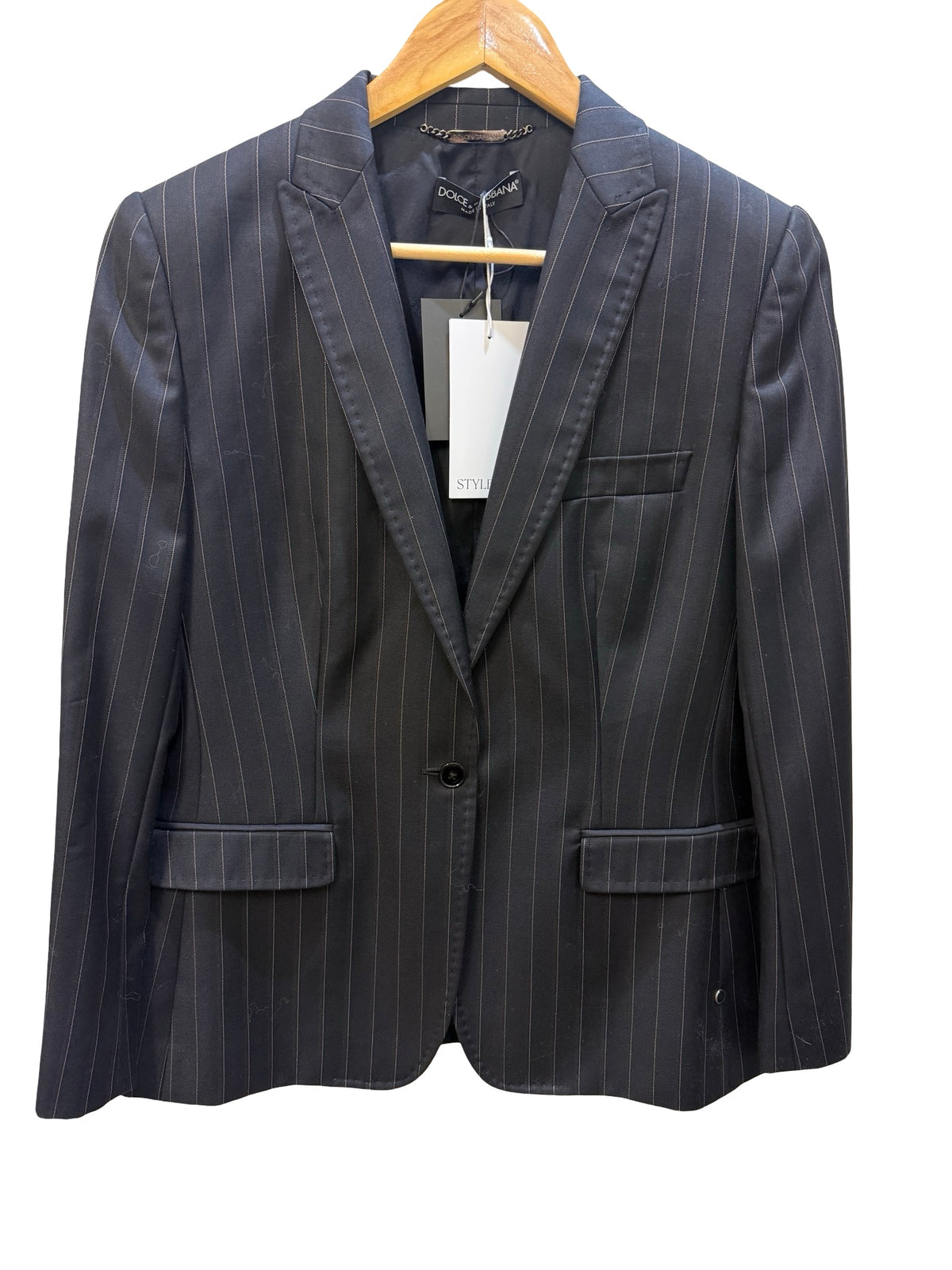 Dolce & Gabbana Black Pinstripe Wool Blazer 46