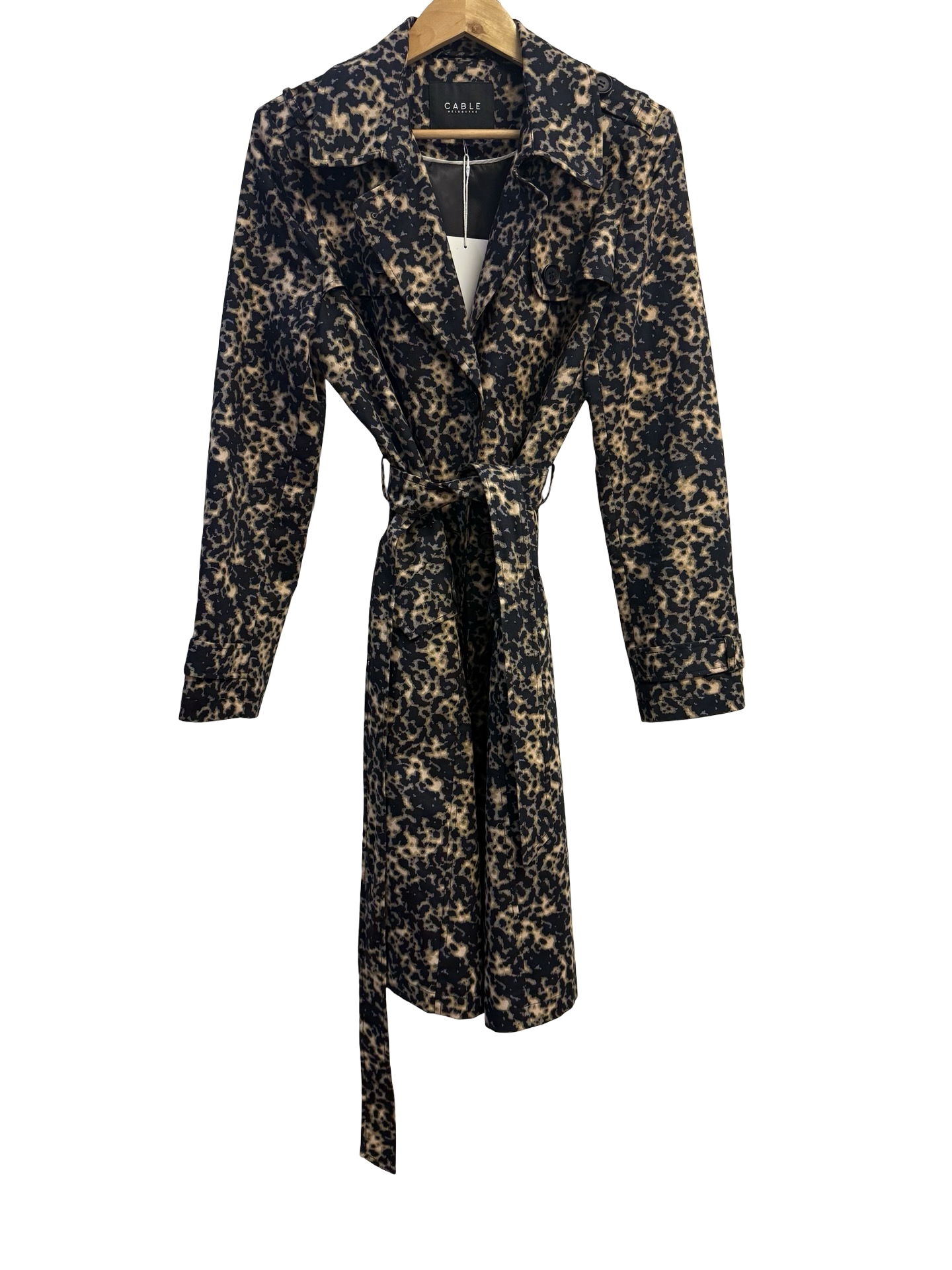 Cable Black/Brown Leopard Trench XL